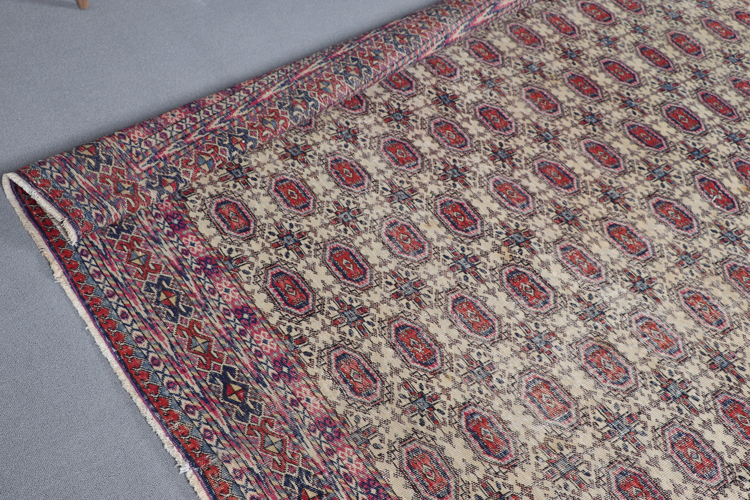 Türk Halısı, Ev Dekor Halısı, Oturma Odası Halısı, 6.7x9.8 ft Büyük Halı, Anadolu Halısı, Yemek Odası Halısı, Bej Anadolu Halısı, Vintage Halı