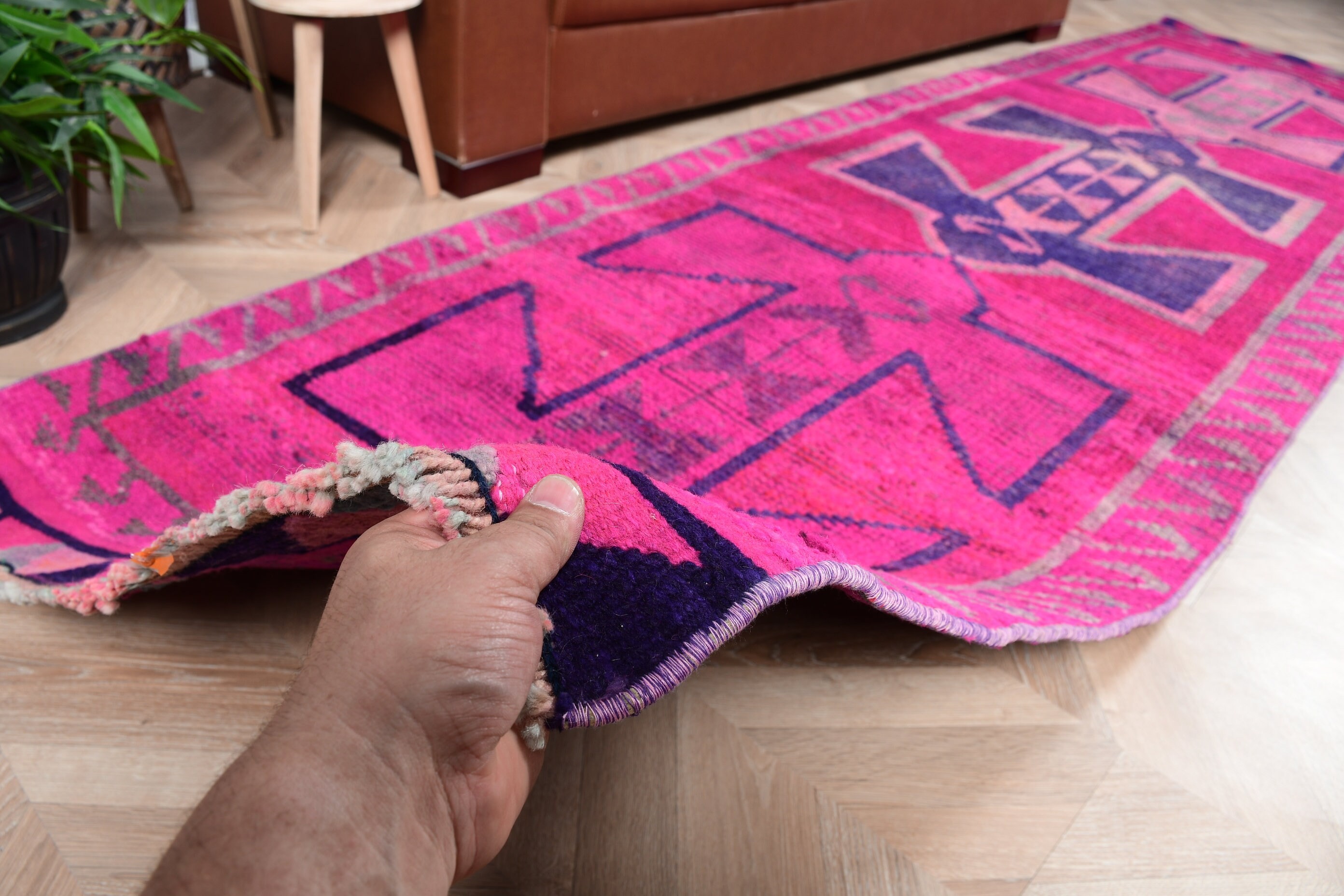 Tasarımcı Halı, Ev Dekorasyonu Halısı, Pembe Antika Halılar, Koridor Halısı, Türk Halısı, 3x11.2 ft Runner Halısı, Vintage Halı, Koridor Halısı, Oryantal Halı