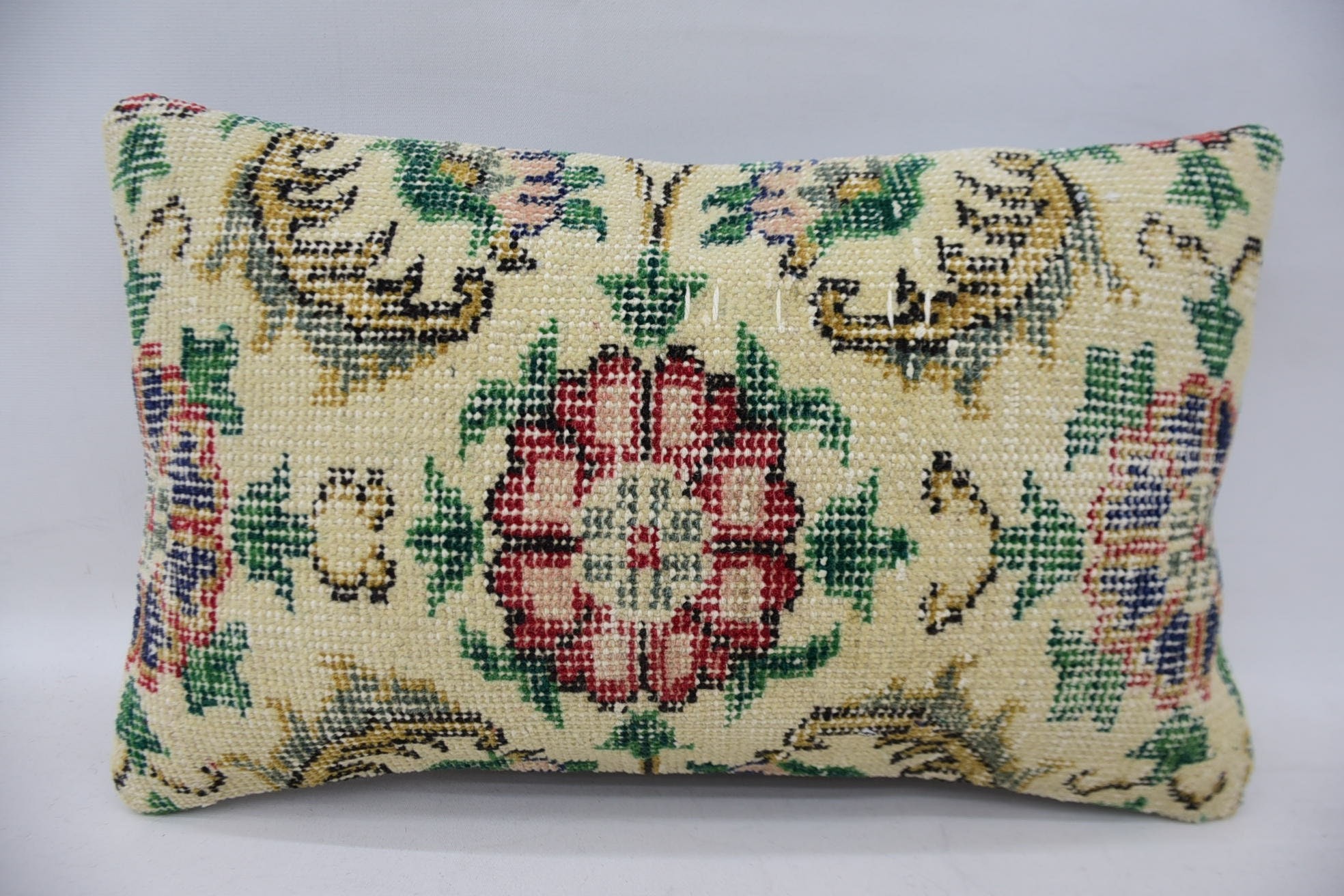 Kilim Pillow Cover, Outdoor Throw Pillow Sham, Kilim Cushion Sham, Boho Pillow Sham Cover, 12"x20" Beige Cushion Case