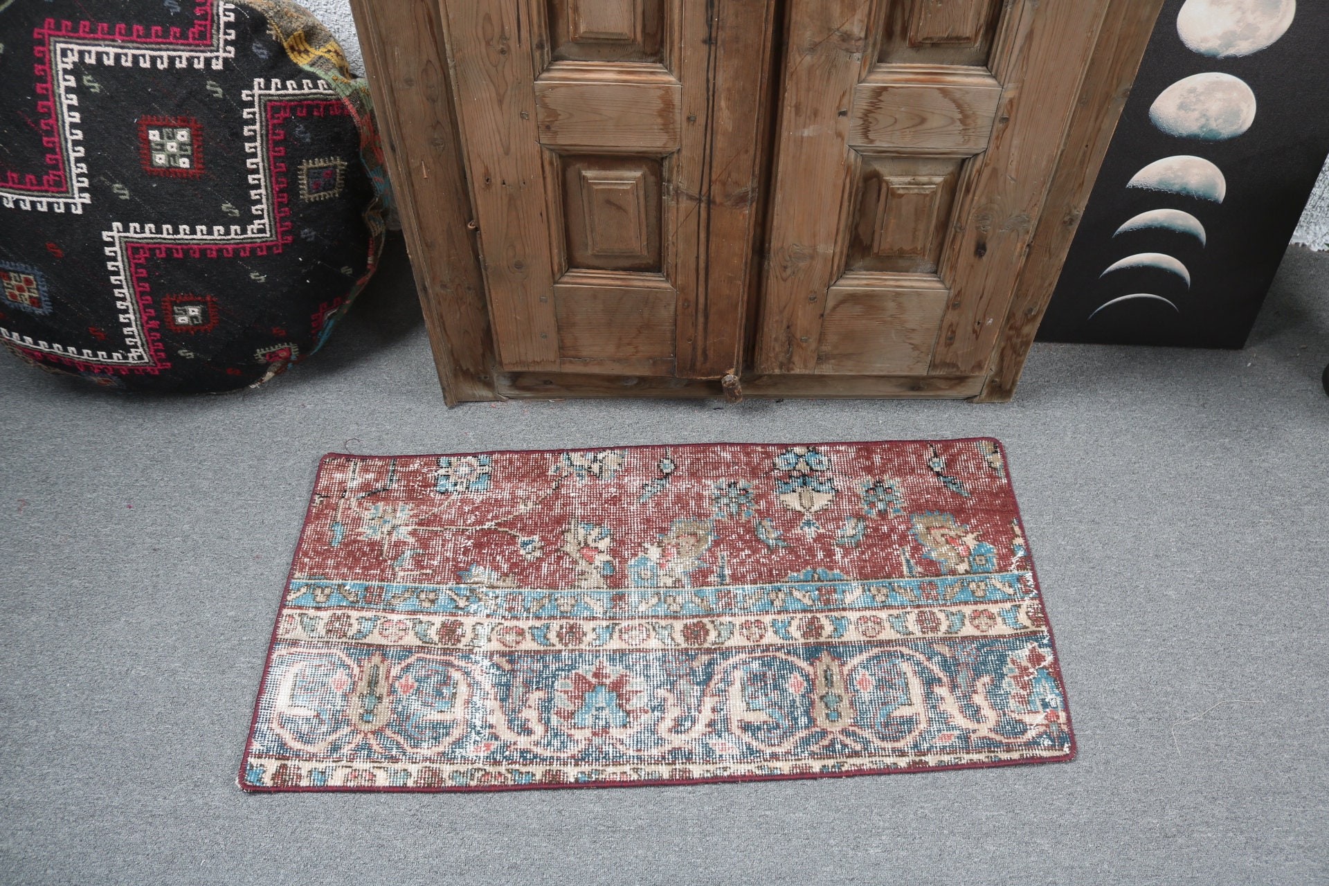 1.6x3.3 ft Küçük Halılar, Mor Yer Halıları, Türk Halıları, Vintage Halı, Mutfak Halısı, Geometrik Halılar, Düz Dokuma Halılar, Boho Halı, Küçük Alan Halıları