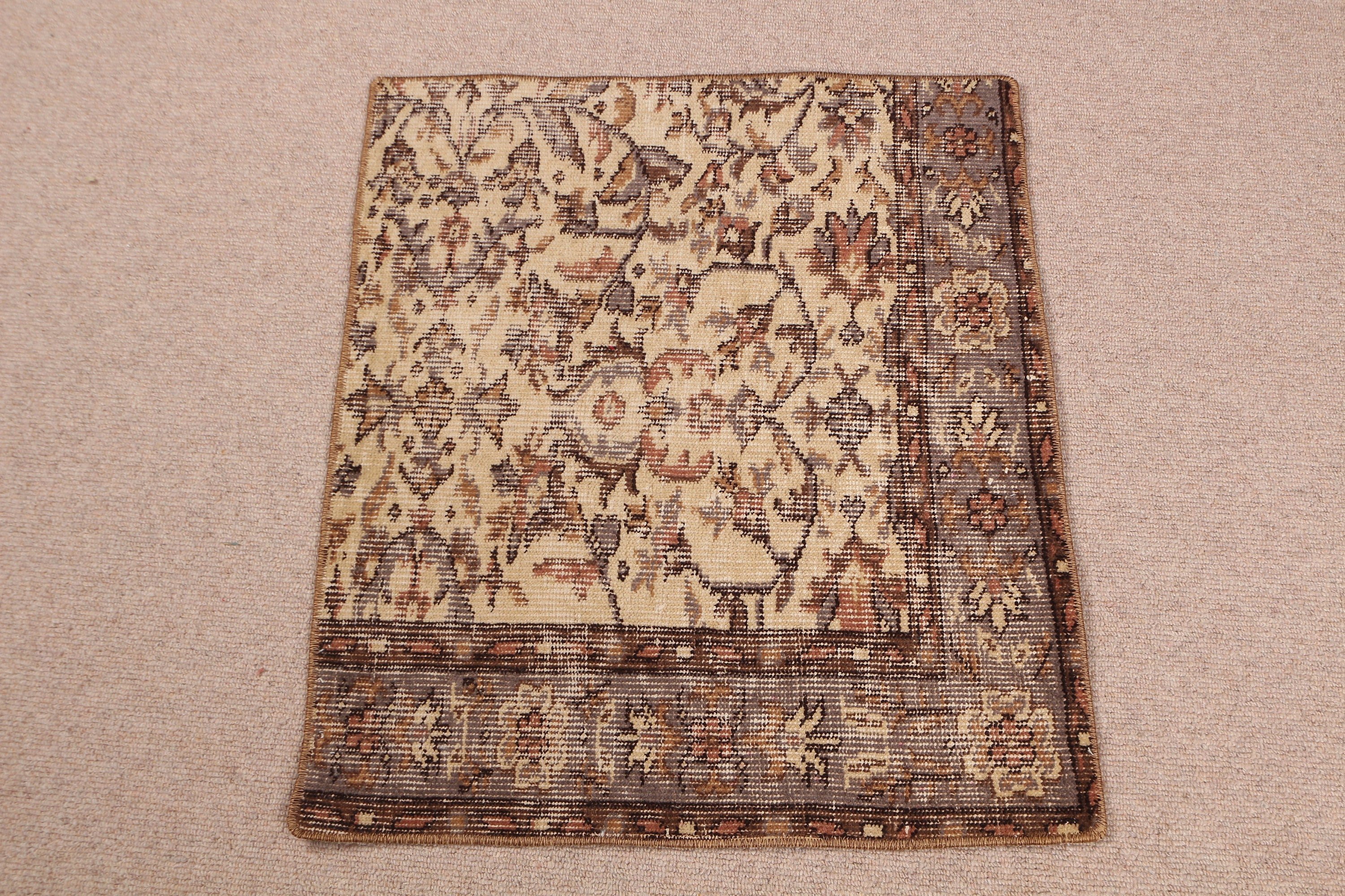 Düğün Halısı, Oryantal Halı, Banyo Halısı, 1.9x2.3 ft Küçük Halılar, Çocuk Halısı, Türk Halısı, Vintage Halı, Ev Dekorasyonu Halısı, Bej Anadolu Halısı