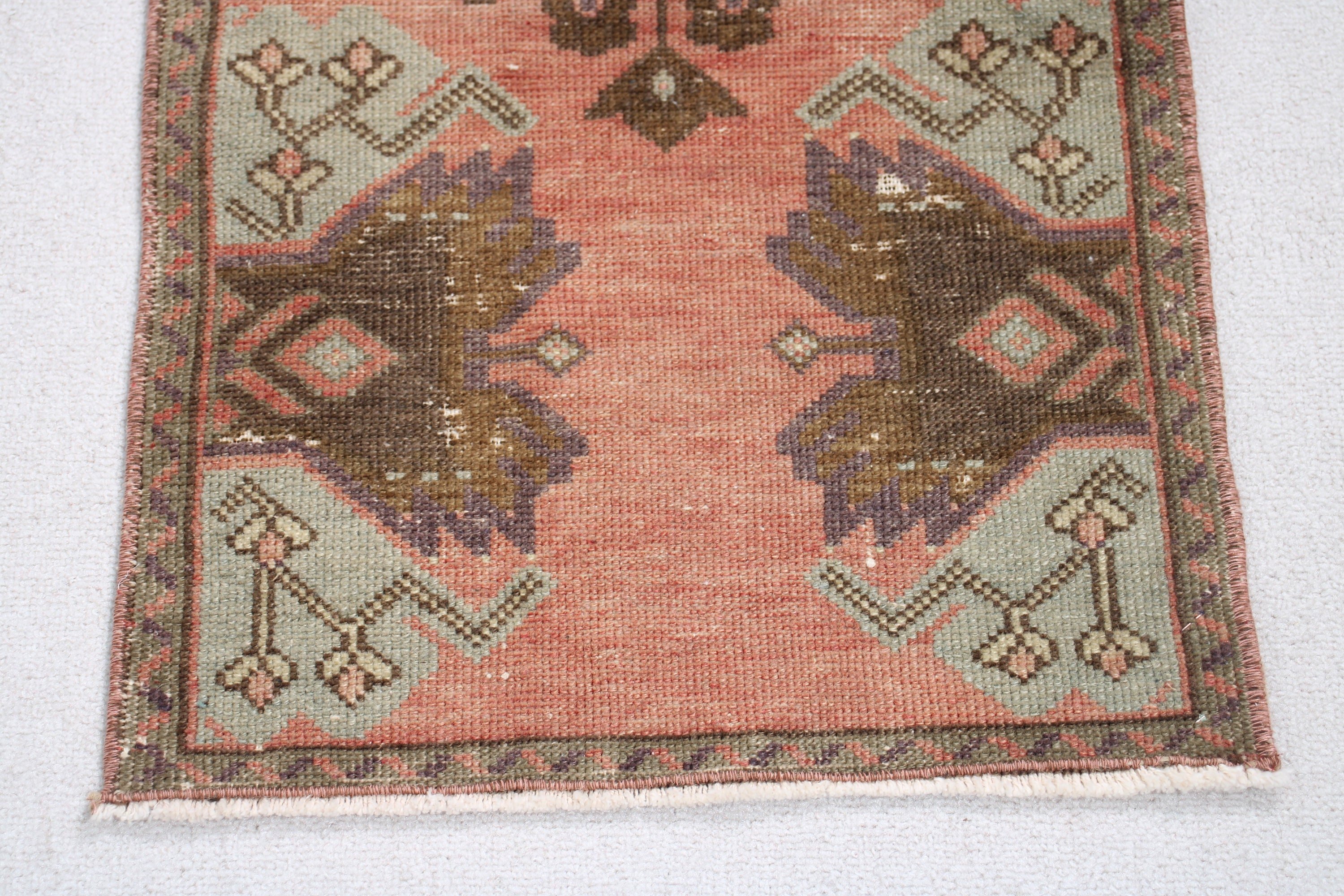 Rugs for Entry, Turkish Rugs, Car Mat Rugs, Pink Neutral Rugs, 1.5x3.3 ft Small Rug, Vintage Rug, Statement Rug, Antique Rug, Bath Rug