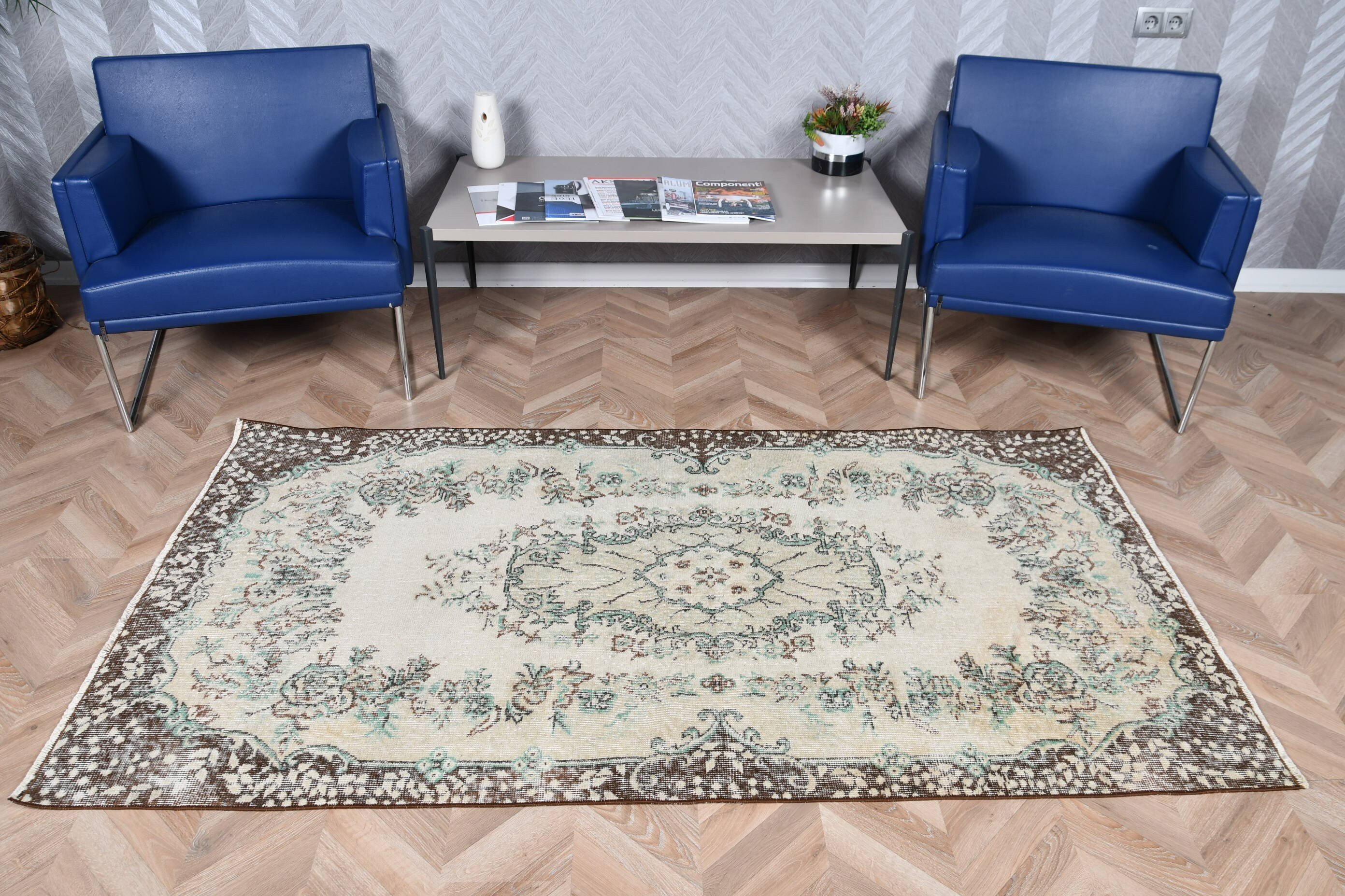 Turkish Rug, Oriental Rugs, Vintage Rugs, Anatolian Rug, Living Room Rugs, Beige  3.6x6.8 ft Area Rug, Dining Room Rug