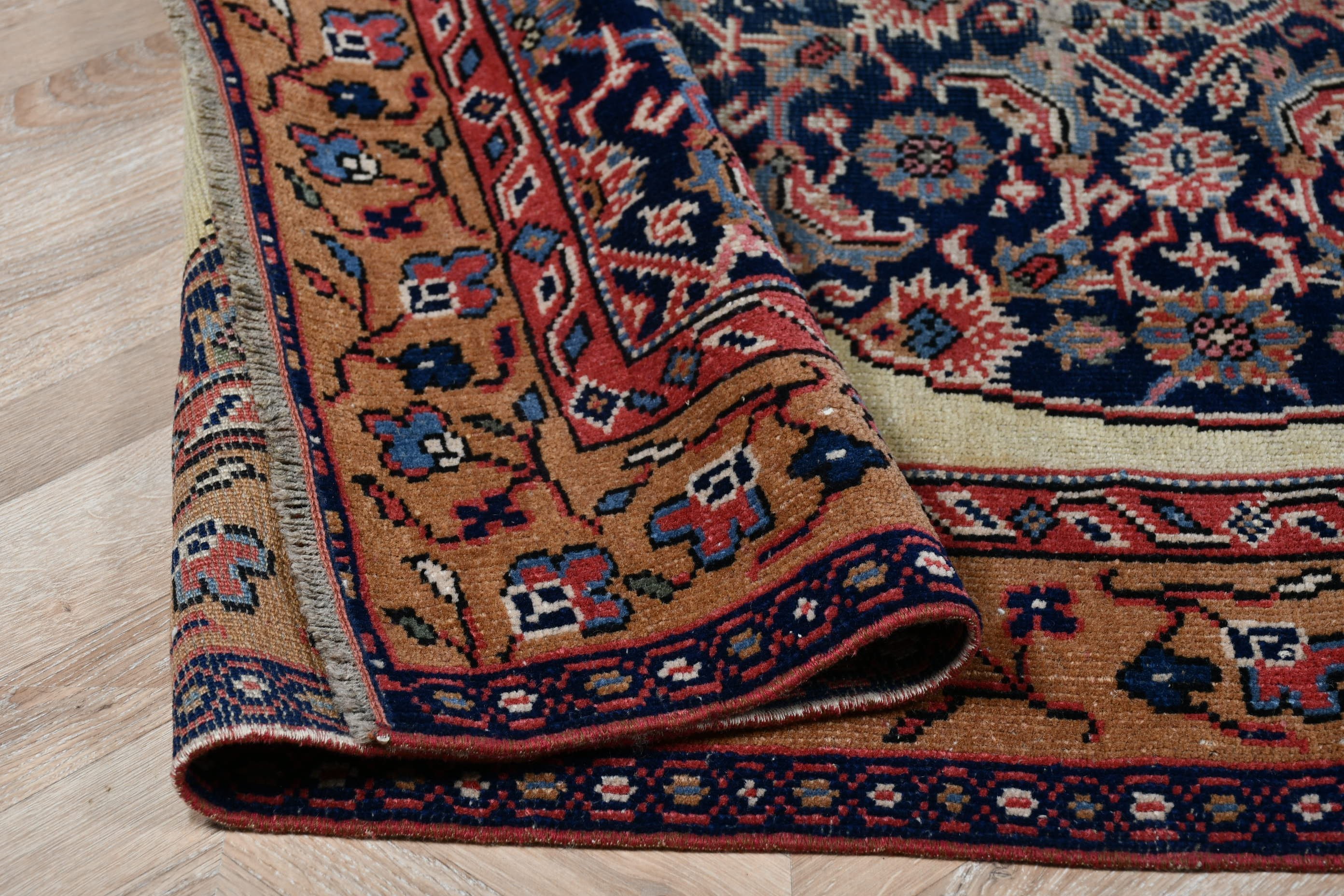 Yün Halı, Vintage Halı, Türk Halıları, Mavi 4.1x6.1 ft Alan Halısı, Yemek Odası Halıları, Alan Halıları, Ev Dekorasyonu Halısı, Düğün Halıları