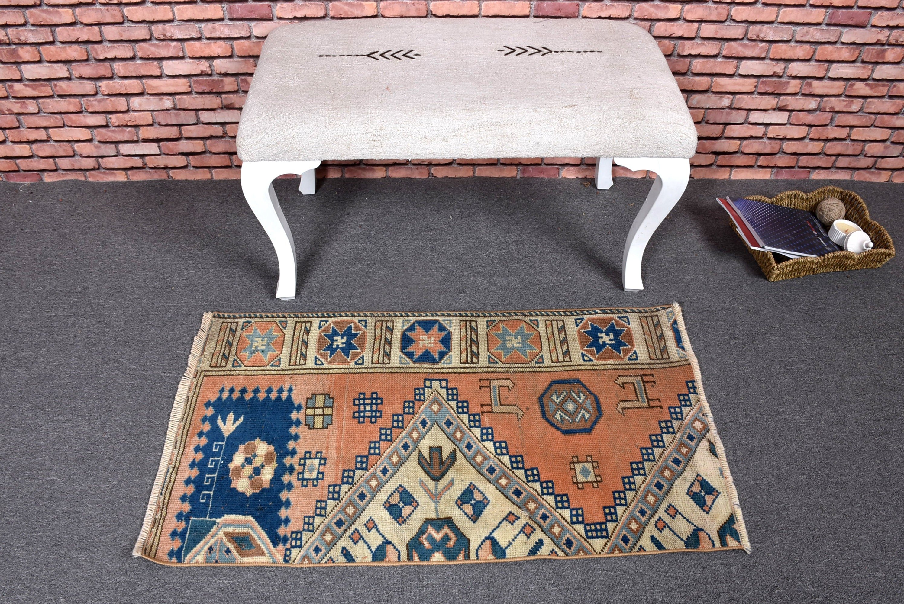 Dış Mekan Halıları, Türk Halıları, Vintage Halılar, Duvara Asılı Halı, Yatak Odası Halısı, Mutfak Halısı, Araba Paspas Halıları, Turuncu 2x3,5 ft Küçük Halı