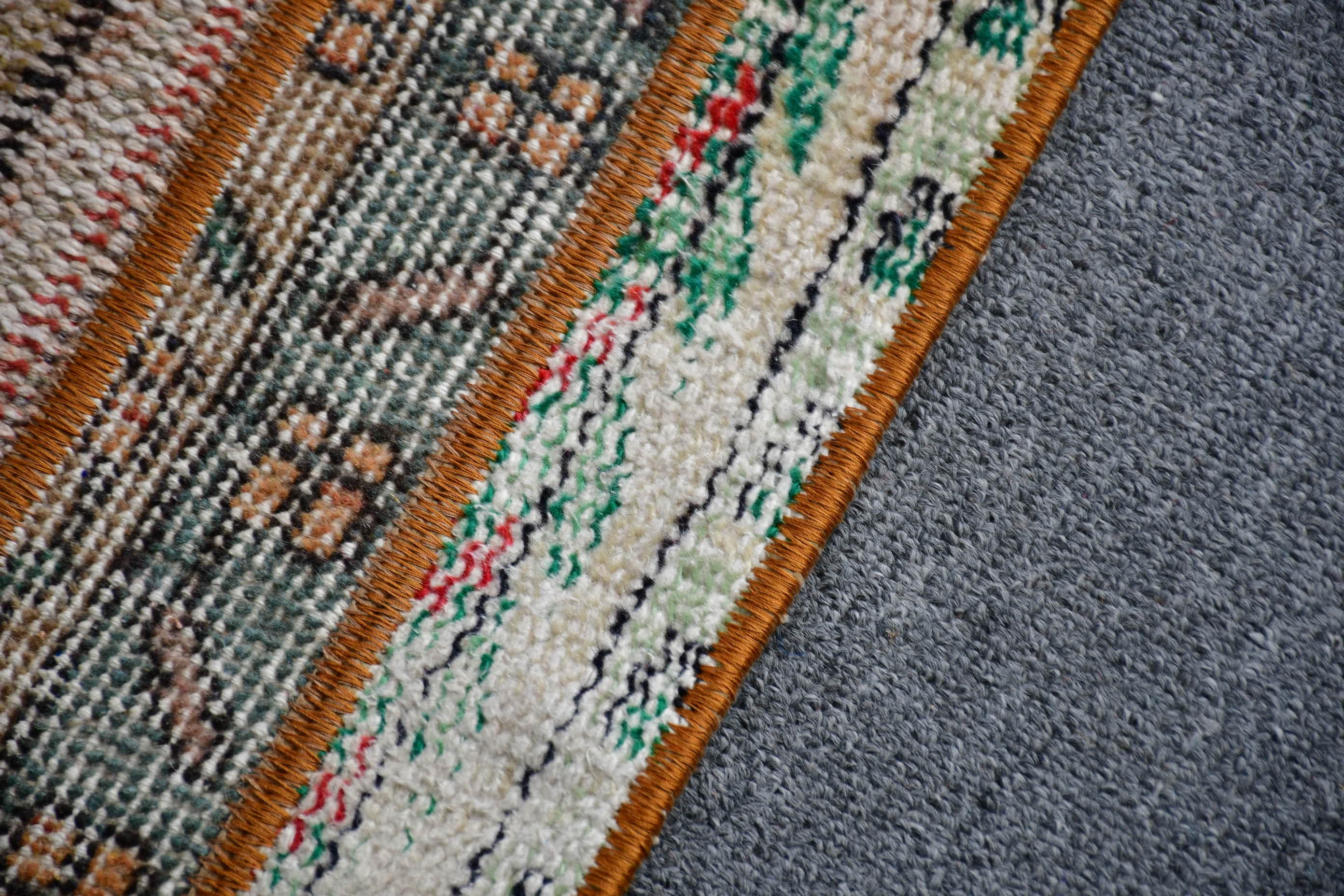 Wool Bath Mat Rug, Colorful Rugs, Floor Rug, Kitchen Rug, 1.4x2.5 ft Small Rug, Vintage Rug, Bedroom Rug, Rugs for Car Mat, Turkish Rug