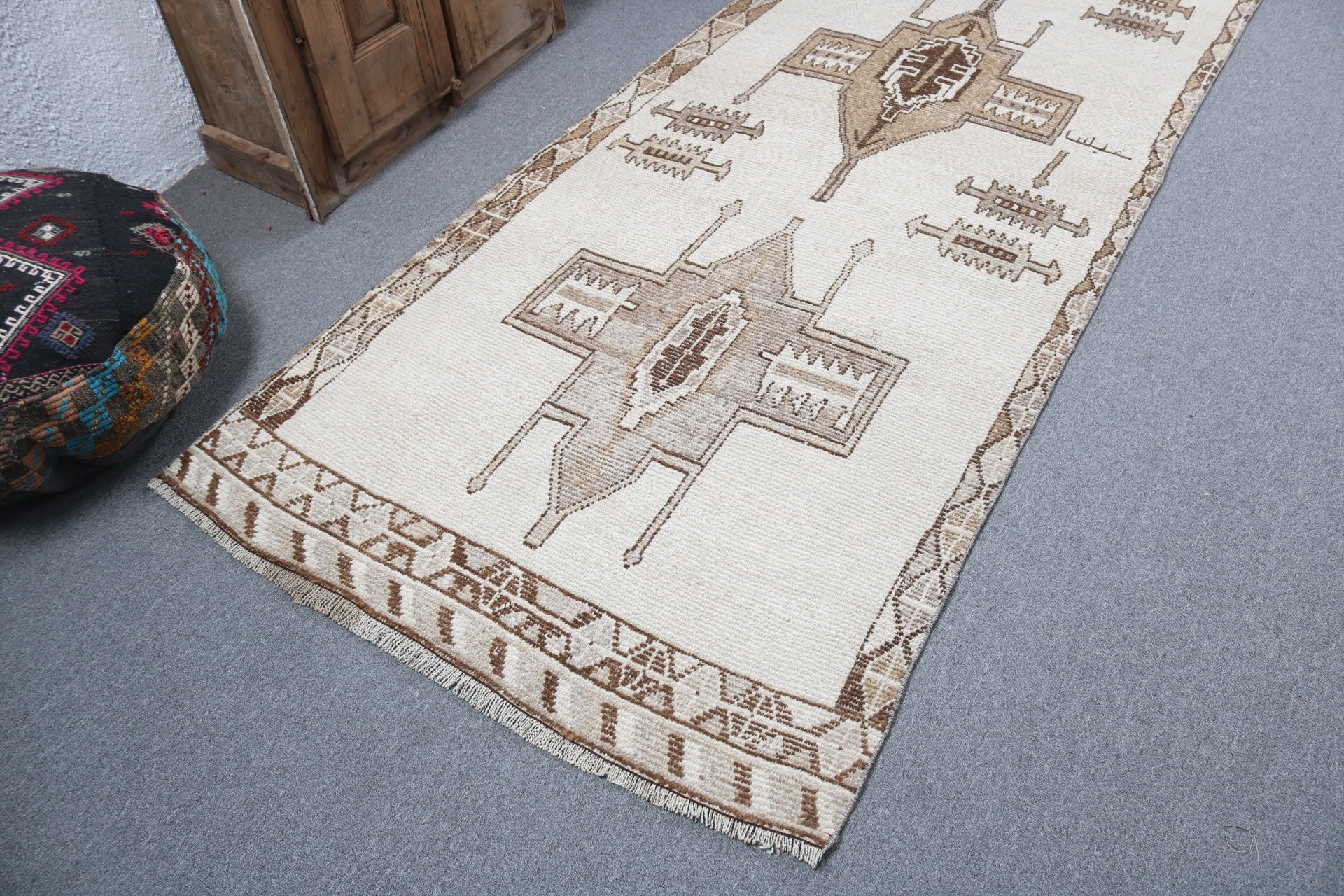 3.7x10.2 ft Runner Rug, Beige Neutral Rug, Vintage Runner Rugs, Vintage Rugs, Turkish Rugs, Cool Rugs, Anatolian Rugs, Kitchen Rugs