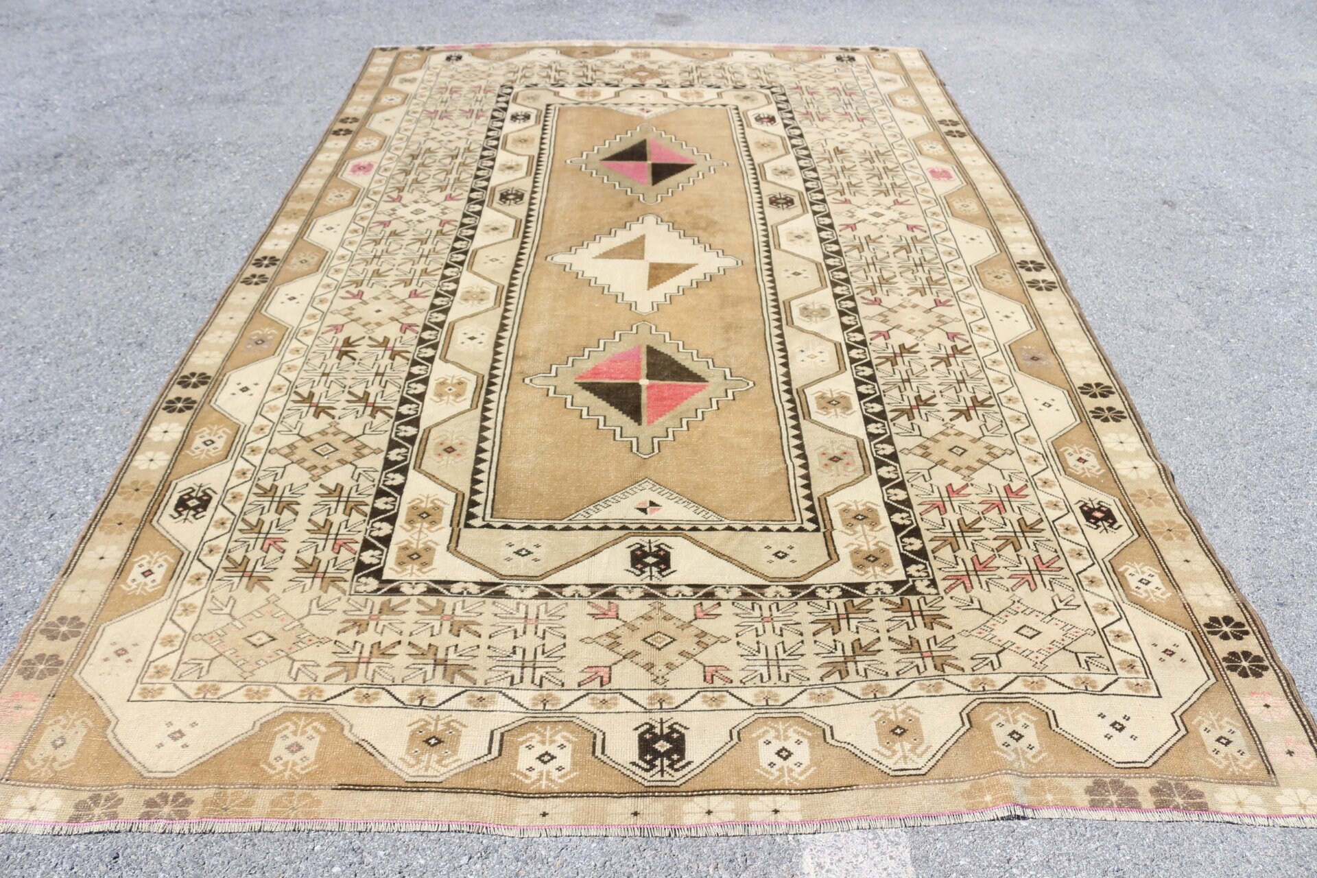 Beige Wool Rug, Vintage Rug, Salon Rug, Bedroom Rug, Turkish Rugs, Rugs for Dining Room, Saloon Rug, Antique Rug, 6.8x10.4 ft Oversize Rug