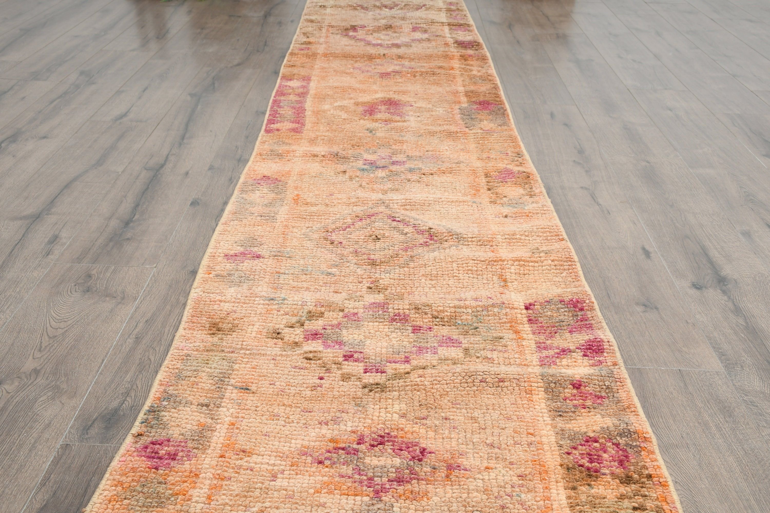 Orange Bedroom Rug, Turkish Rug, Wool Rugs, Bedroom Rug, Rugs for Corridor, 2.4x12.8 ft Runner Rugs, Stair Rug, Vintage Rug, Hallway Rug