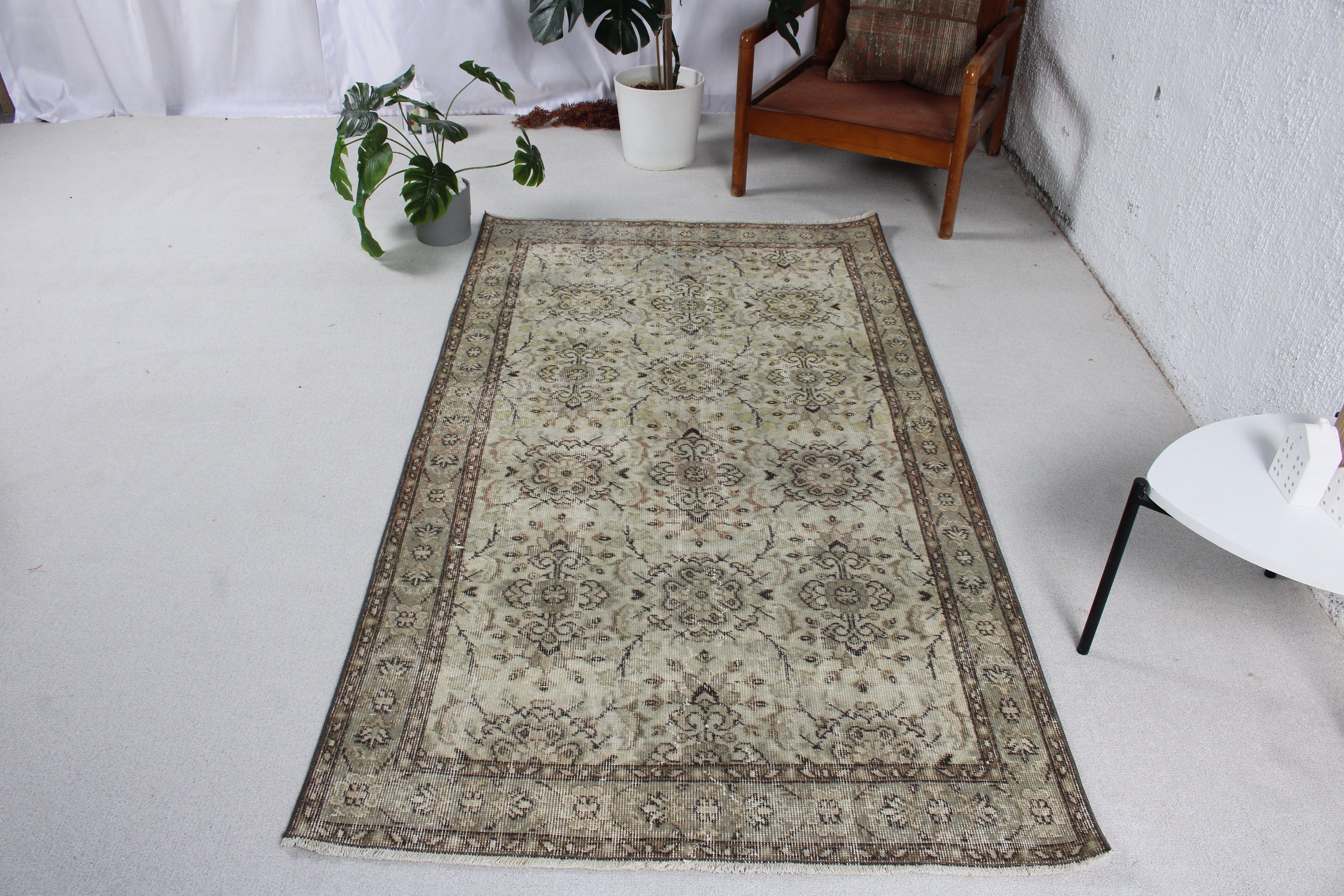 Aztek Halısı, Türk Halıları, Oushak Bölgesi Halıları, Mutfak Halısı, Lüks Halı, Vintage Halılar, Bej Geometrik Halı, 3,7x6,8 ft Alan Halıları, Yün Halılar