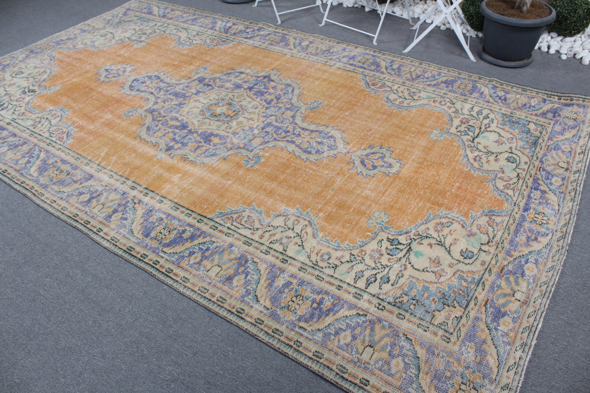 Living Room Rug, Turkish Rug, Yellow Kitchen Rug, Vintage Rug, 6.4x11.2 ft Oversize Rug, Floor Rug, Saloon Rug, Dorm Rug