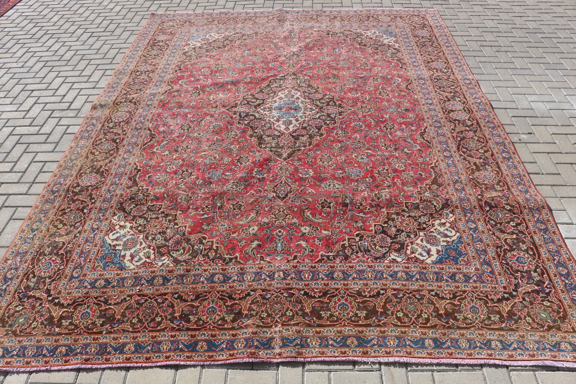 Turkish Rugs, Saloon Rugs, Vintage Rugs, Anatolian Rug, Bright Rug, Living Room Rugs, Cool Rugs, Red Moroccan Rug, 9.4x12.4 ft Oversize Rug