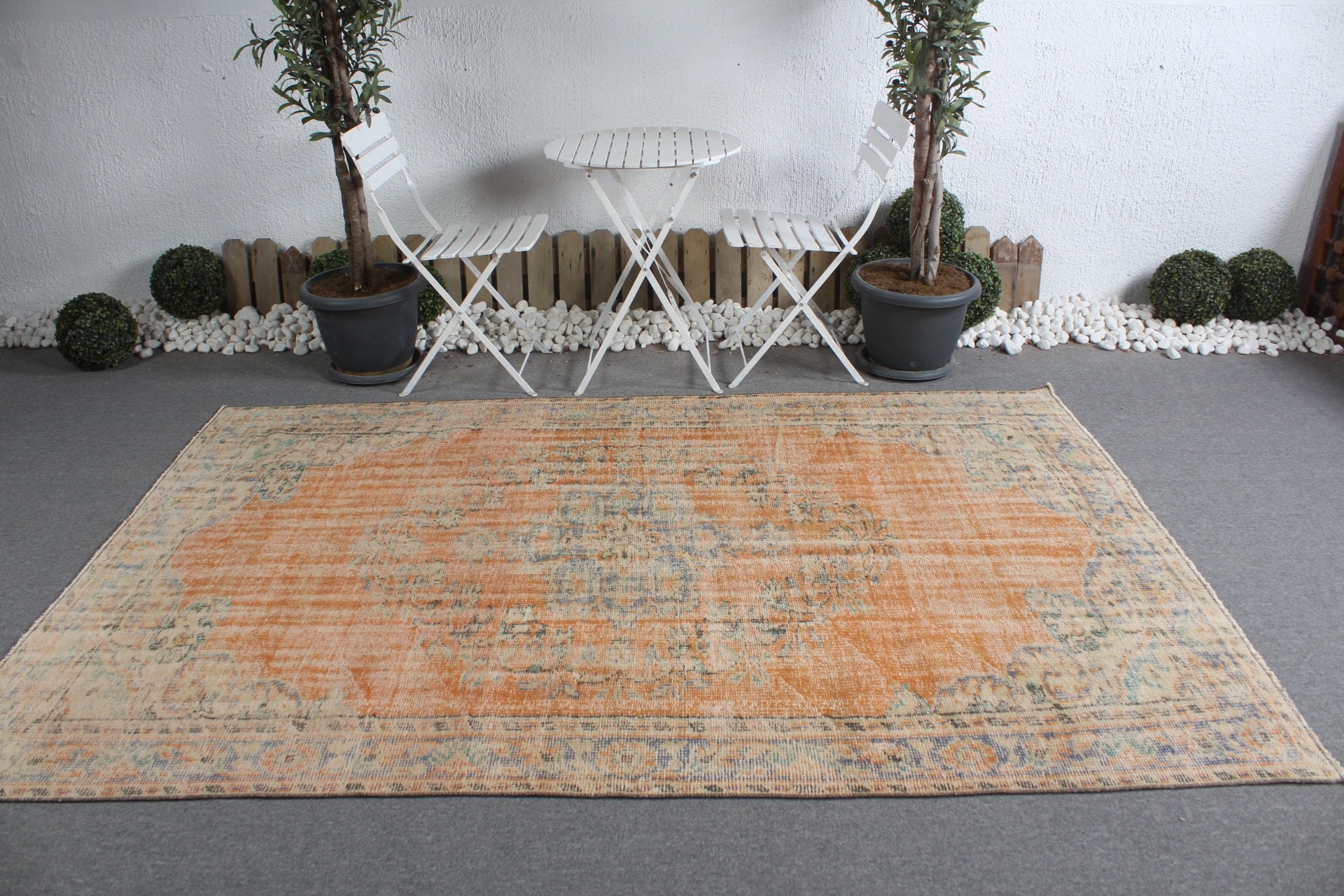 Bedroom Rug, Orange Kitchen Rugs, Turkish Rug, 5.6x8.5 ft Large Rug, Turkey Rug, Salon Rug, Anatolian Rugs, Vintage Rug, Dining Room Rug