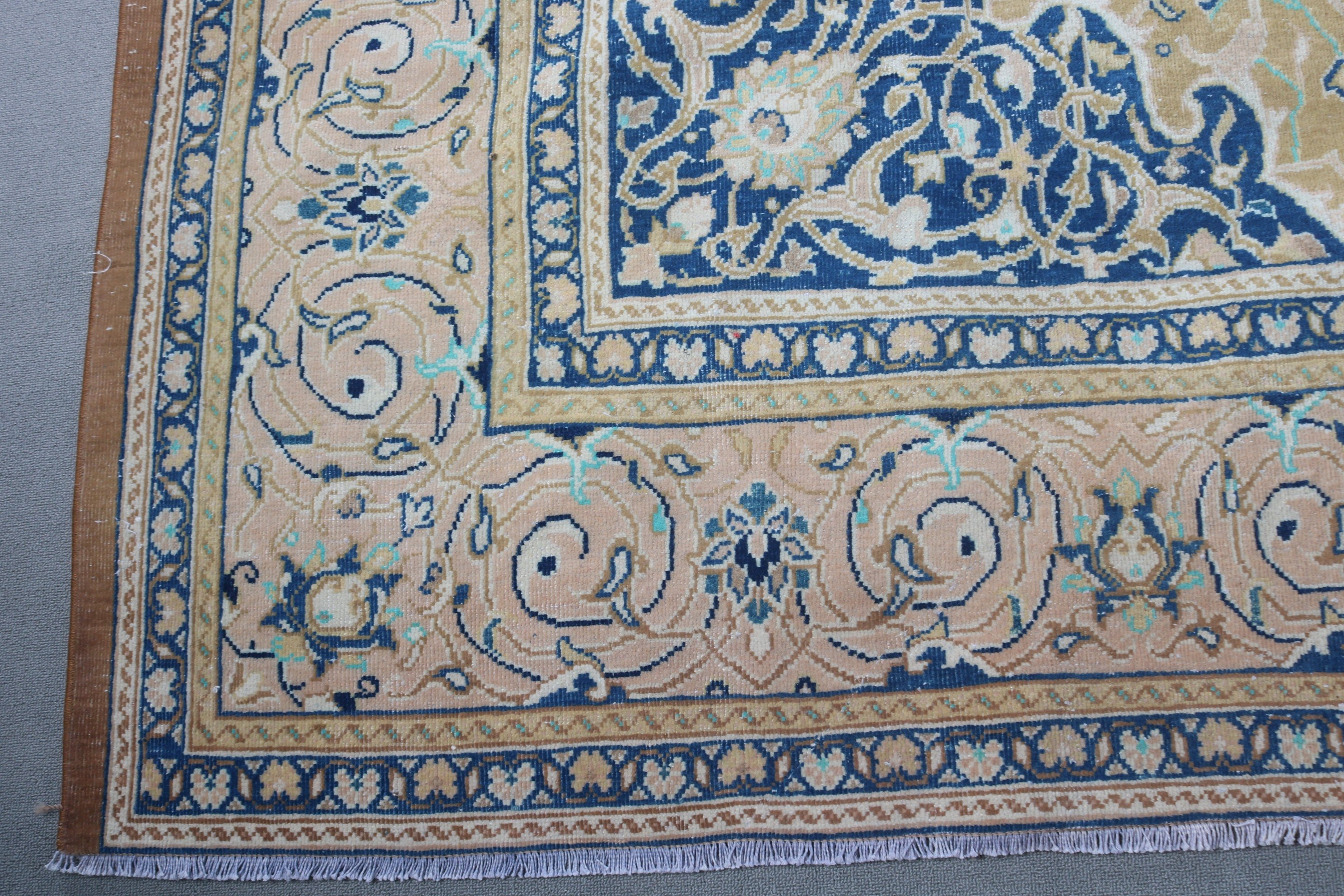 Turkish Rug, Blue Oushak Rug, Vintage Rug, Oriental Rug, 9.4x15.8 ft Oversize Rug, Salon Rug, Home Decor Rug, Vintage Decor Rug, Saloon Rug