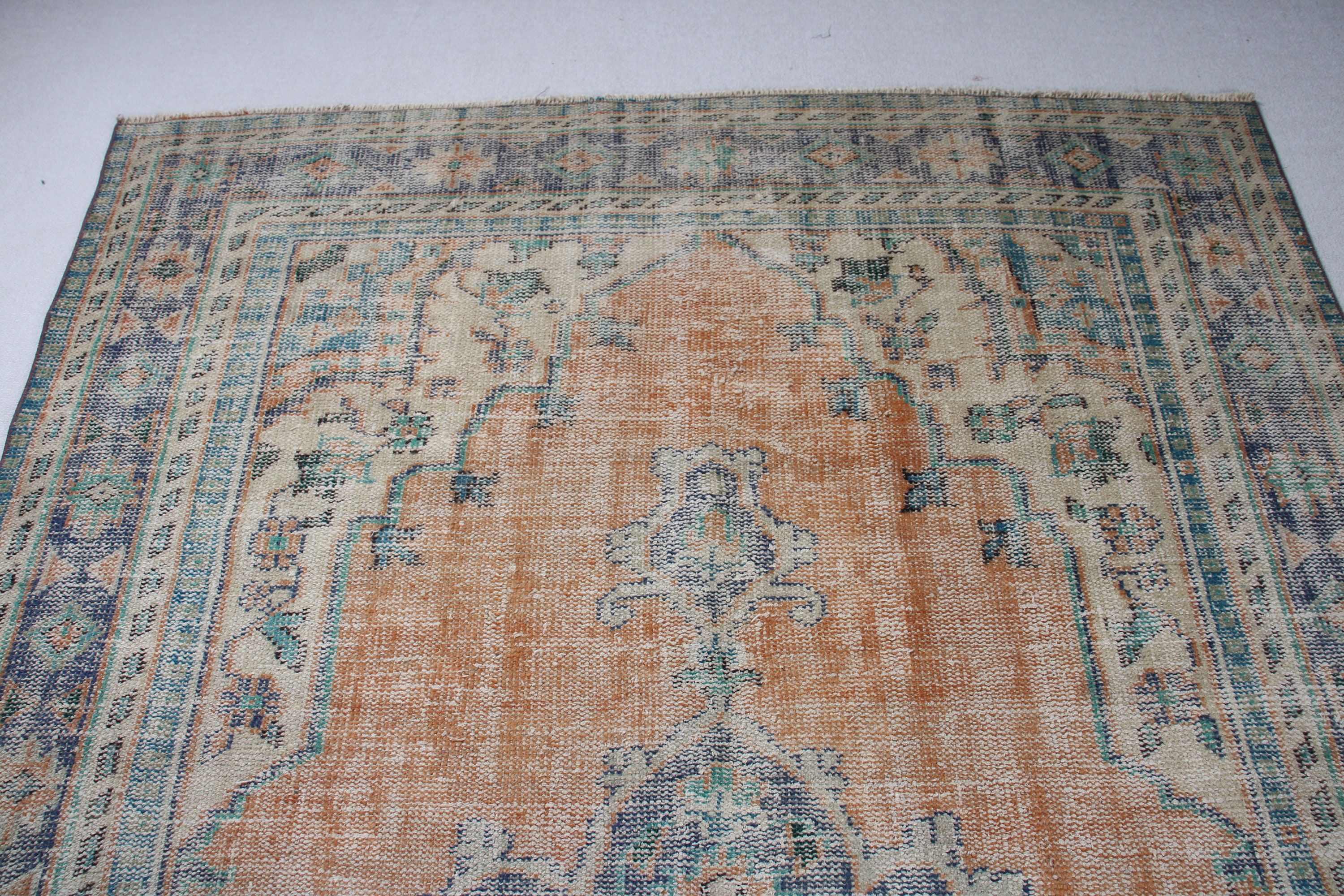 Large Boho Rugs, Vintage Rugs, Boho Rug, Modern Rugs, 6.3x9.4 ft Large Rug, Turkish Rugs, Orange Neutral Rug, Large Vintage Rugs