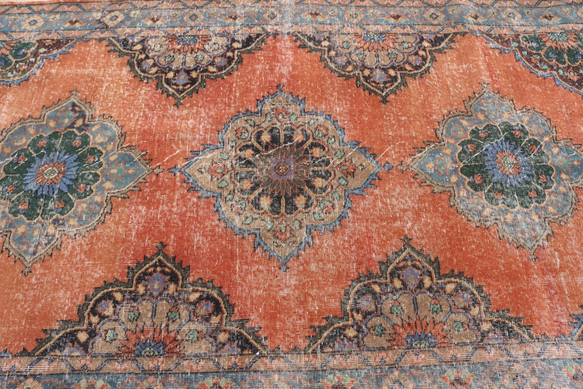 Dining Room Rug, Vintage Rugs, Salon Rugs, 4.9x12.1 ft Large Rug, Turkish Rugs, Orange Floor Rugs, Oriental Rugs, Kitchen Rugs, Pale Rug