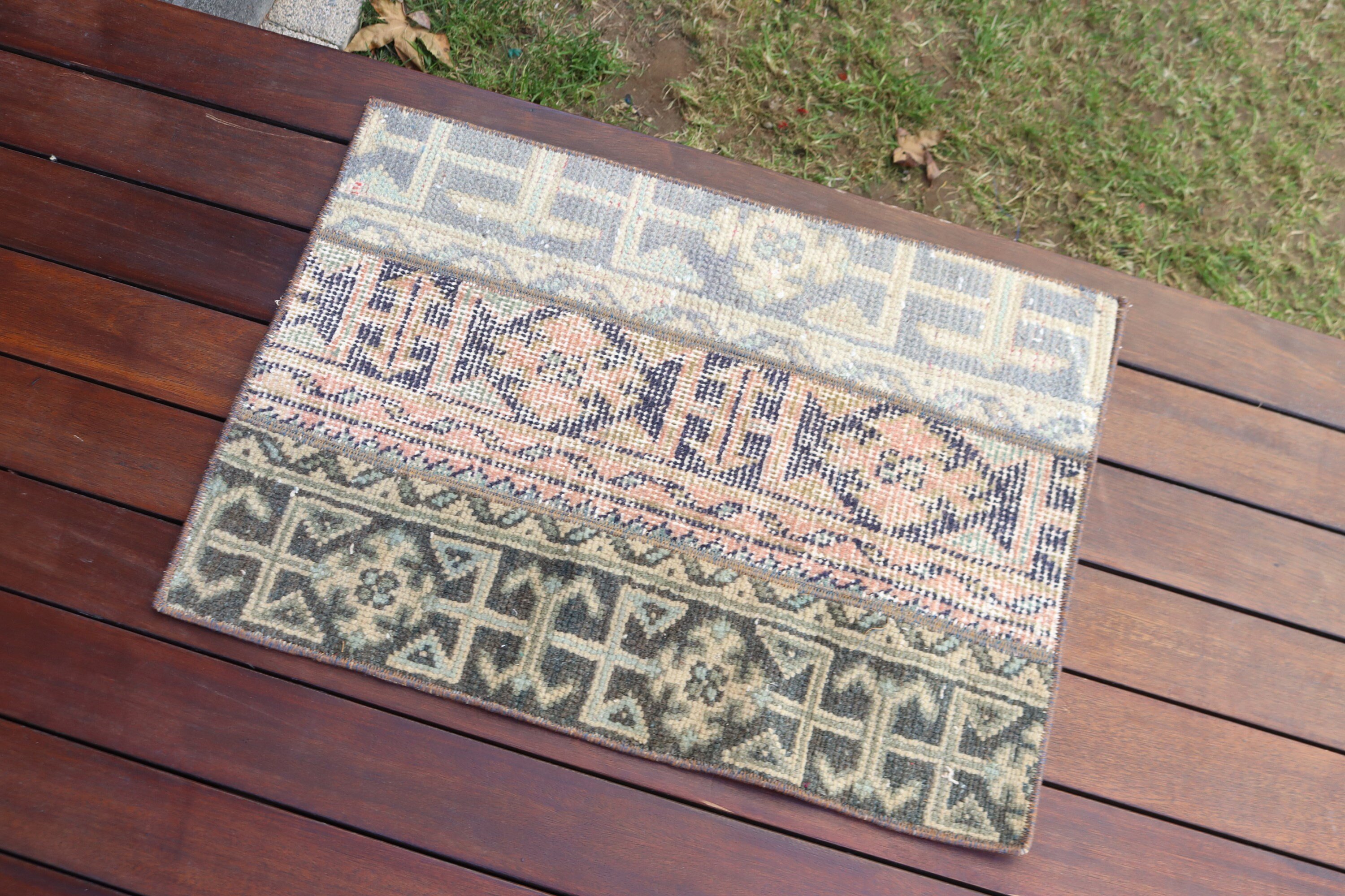 Floor Rugs, Vintage Rugs, Small Area Rug, Neutral Rug, Green Boho Rug, Ethnic Rug, 1.7x2.3 ft Small Rugs, Small Vintage Rugs, Turkish Rug