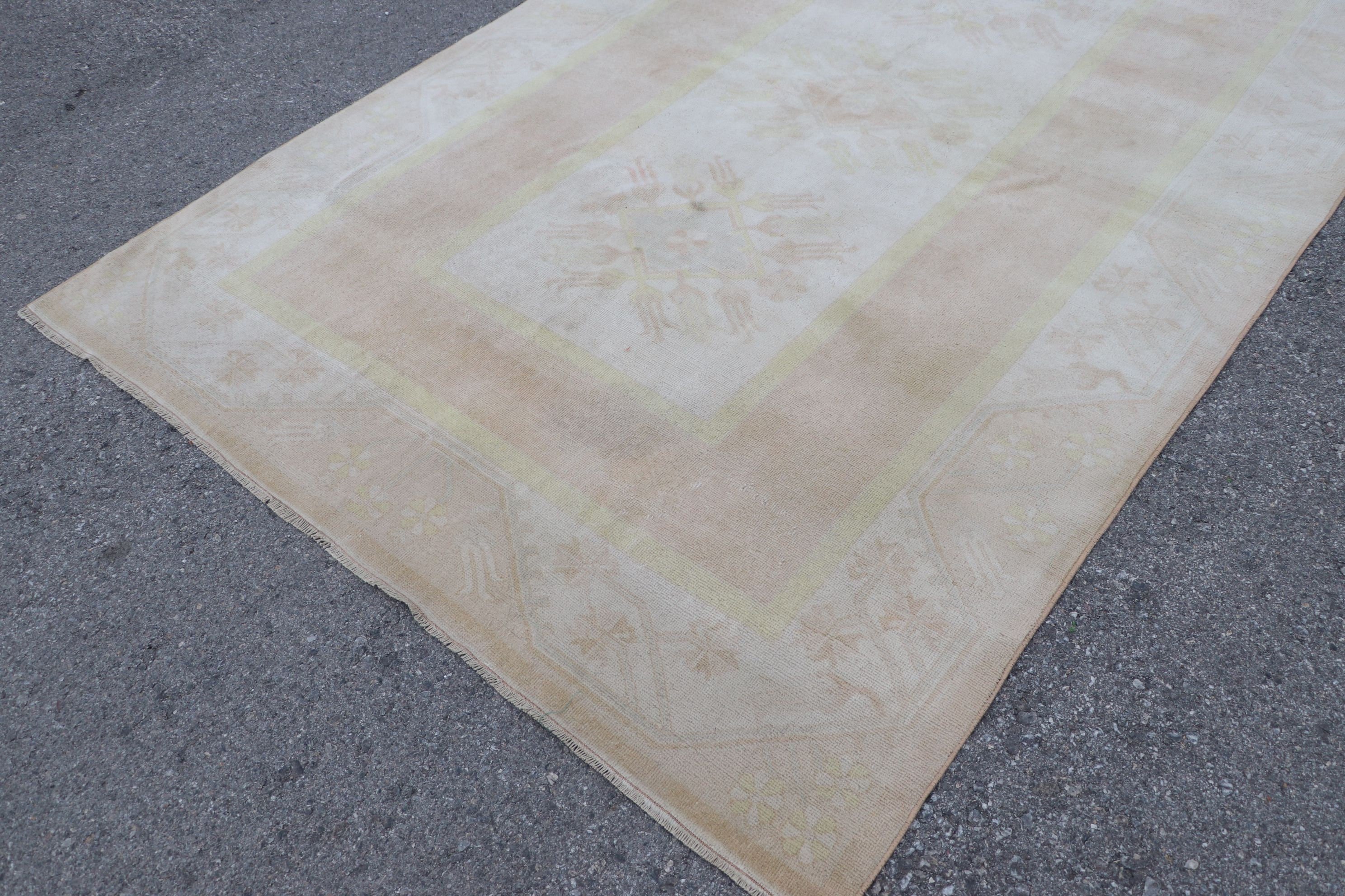 Vintage Rug, Dining Room Rug, Bedroom Rug, Salon Rugs, Floor Rug, Turkish Rug, Rugs for Salon, Beige  6.2x9.3 ft Large Rug