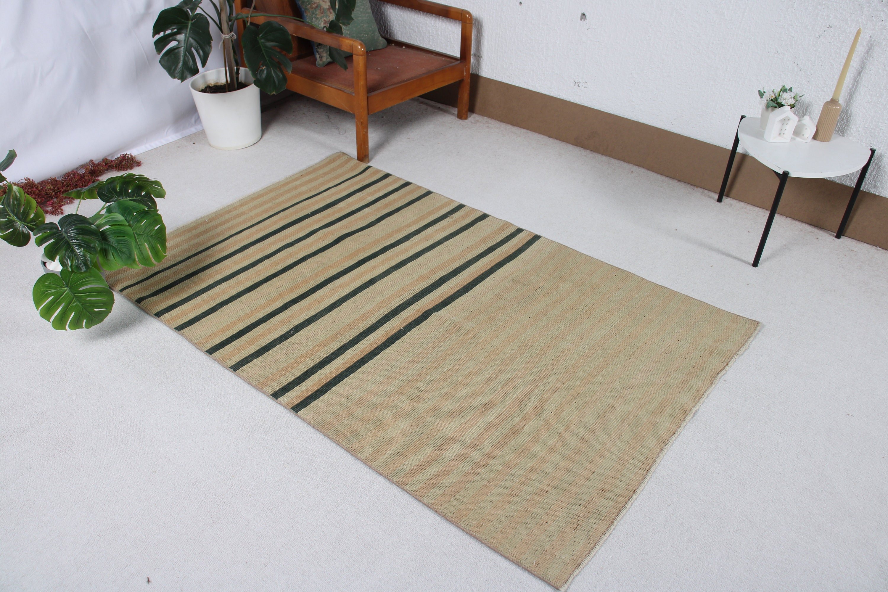 Artistic Rug, Modern Rugs, Floor Rugs, Green  3.7x5.7 ft Accent Rug, Turkish Rug, Rugs for Bedroom, Vintage Rugs, Entry Rug