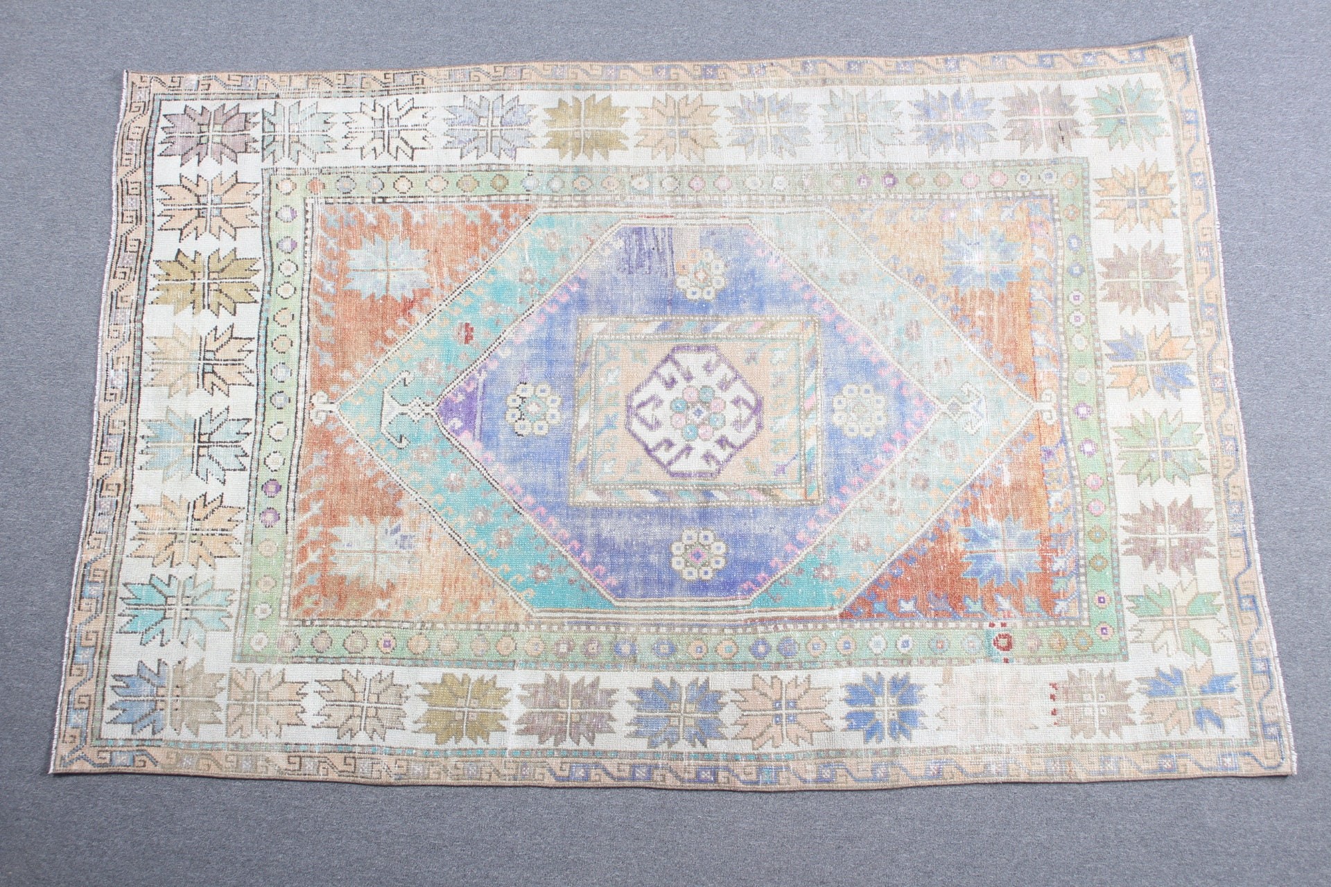 Turkey Rug, Vintage Rugs, Dining Room Rug, 5.2x7.9 ft Large Rugs, Green Floor Rugs, Turkish Rug, Living Room Rug, Antique Rug, Wool Rugs