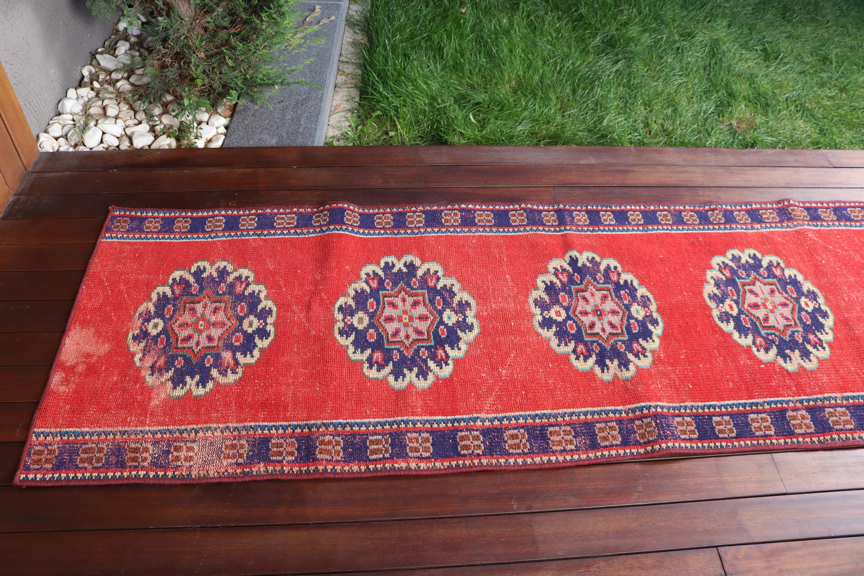 Koridor Halısı, Kırmızı Oryantal Halı, Vintage Halılar, 2.6x7.9 ft Runner Halıları, Antika Halı, Uzun Yolluk Halıları, Türk Halısı, Oryantal Halı, Modern Halı