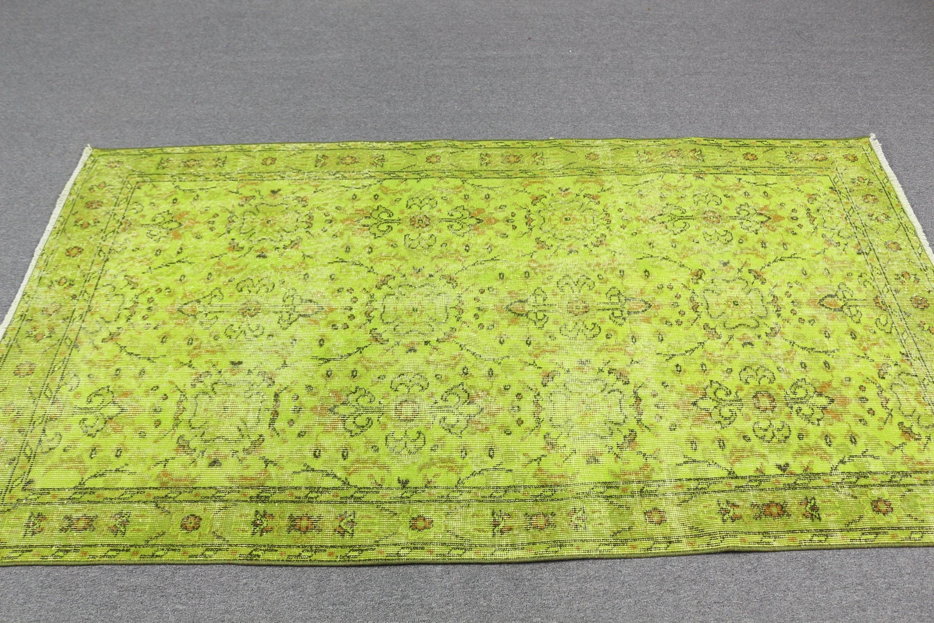 3.7x6.9 ft Area Rug, Vintage Rug, Floor Rug, Green Kitchen Rugs, Bedroom Rug, Turkish Rugs, Cool Rug, Rugs for Dining Room, Indoor Rug