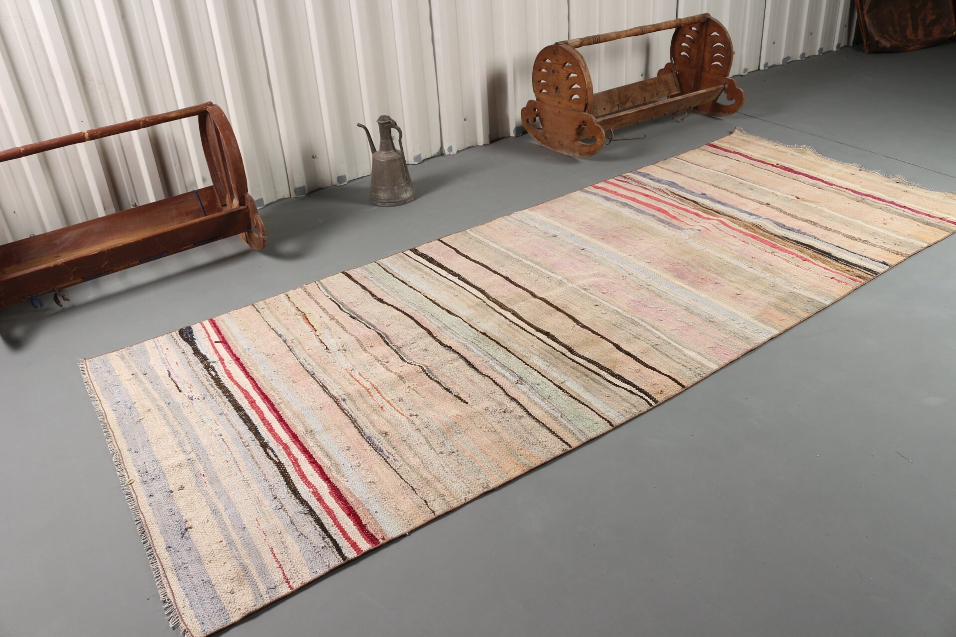 Eski Halı, Oryantal Halılar, Merdiven Halıları, Koridor Halısı, Ev Dekorasyonu Halısı, Bej Oryantal Halısı, Türk Halıları, Kilim, 4x10.2 ft Runner Halısı, Vintage Halı