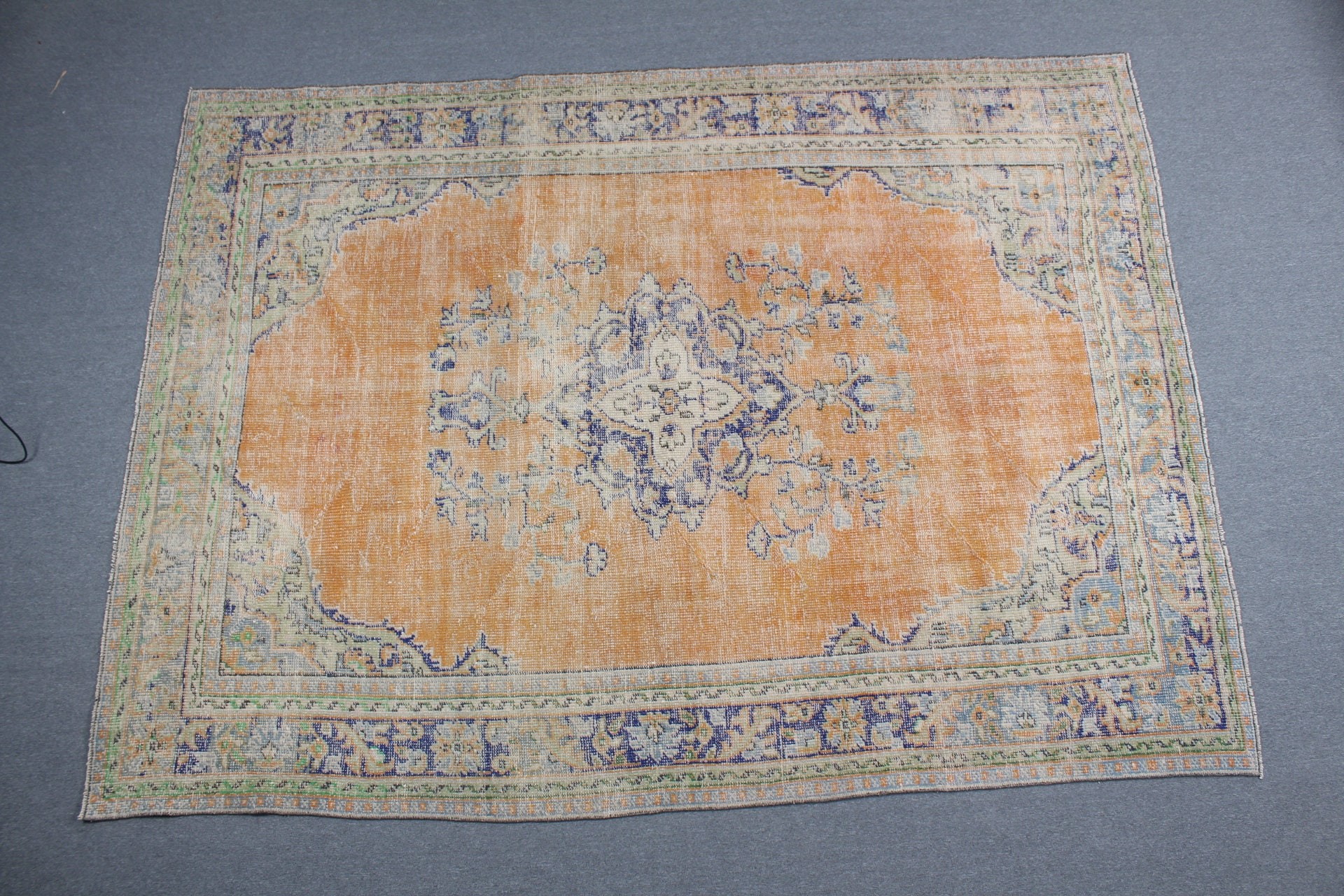 Saloon Rug, Orange Oushak Rug, Art Rug, Oriental Rug, Turkish Rug, Floor Rug, 7.5x10.4 ft Oversize Rug, Salon Rugs, Vintage Rug, Cute Rugs