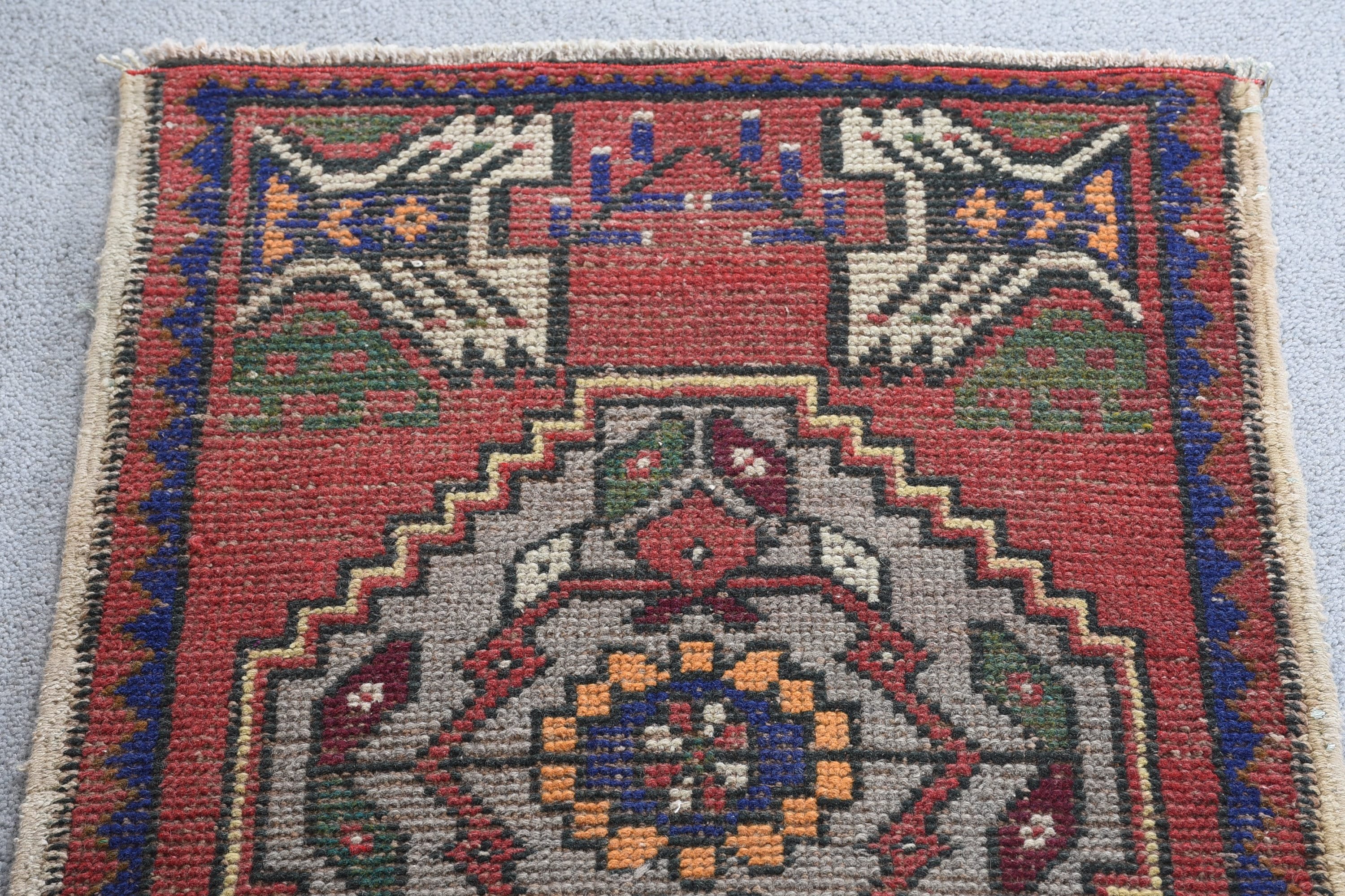 Turkish Rugs, Red Oushak Rug, Vintage Rug, Oushak Rugs, Wall Hanging Rug, Home Decor Rug, 1.6x3.1 ft Small Rugs, Muted Rug, Door Mat Rugs