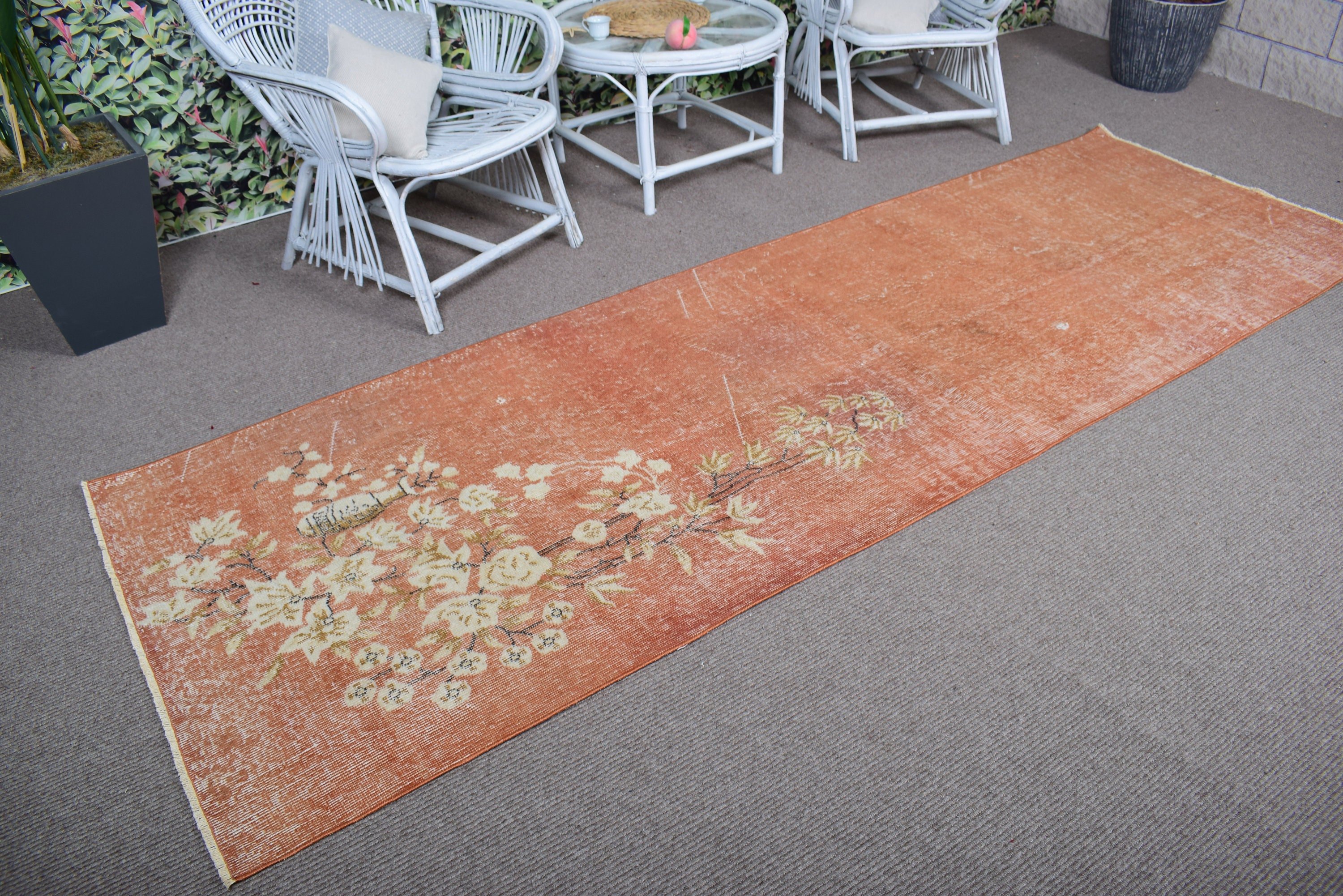 Beni Ourain Runner Halı, Vintage Halı, 3.3x10.3 ft Runner Halı, Mutfak Halısı, Oushak Halı, Turuncu Fas Halıları, Dekoratif Halılar, Türk Halısı