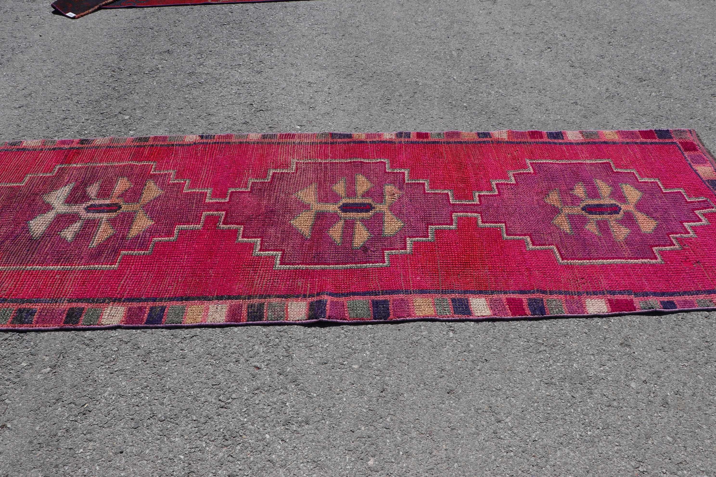 Pink Kitchen Rugs, Stair Rugs, Rugs for Corridor, Turkish Rug, Vintage Rugs, 3x9.6 ft Runner Rug, Anatolian Rug, Floor Rugs