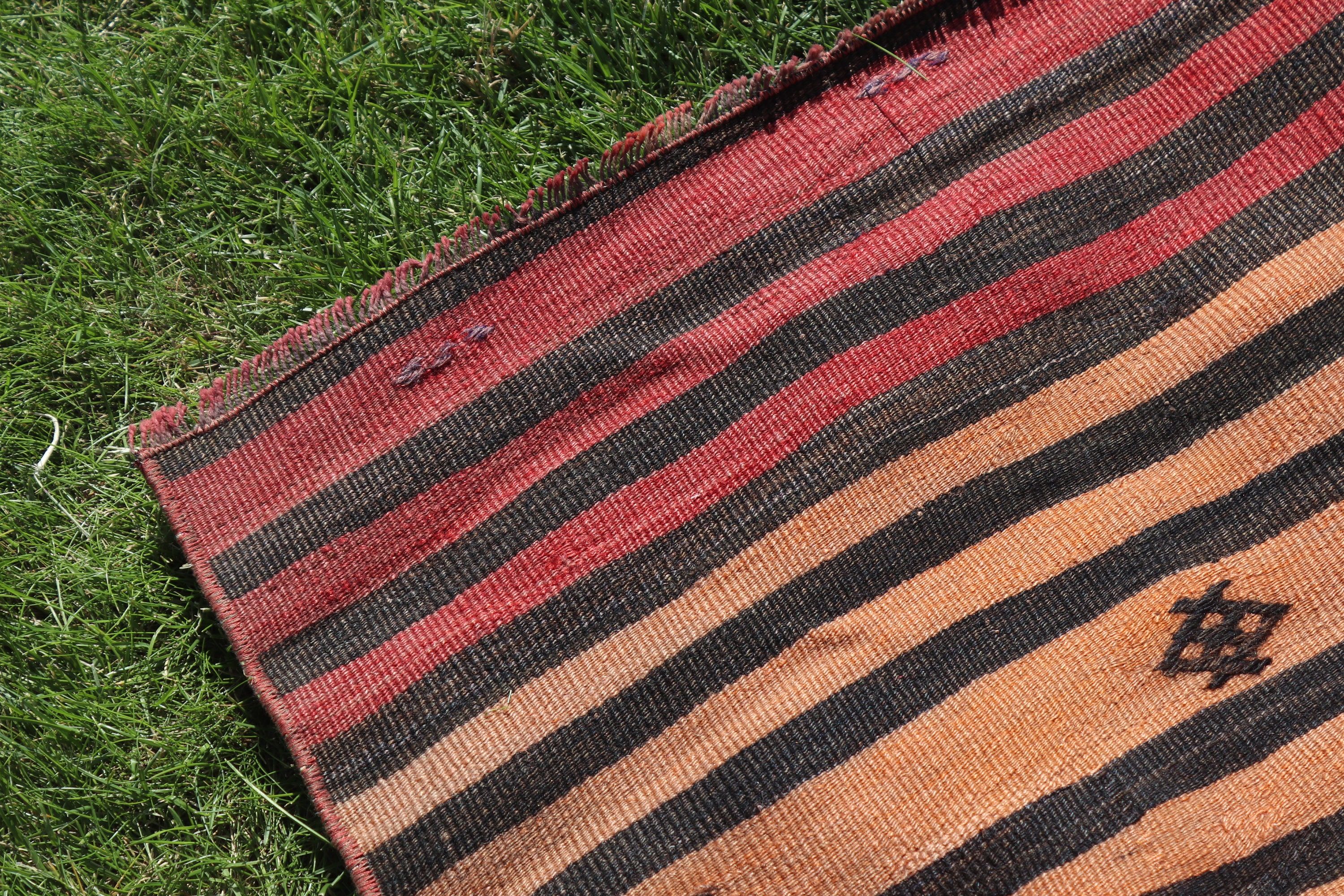 Vintage Rug, Turkish Rugs, Hallway Rugs, Geometric Rugs, 2.3x7.6 ft Runner Rugs, Corridor Rugs, Kilim, Wool Rugs, Red Anatolian Rugs