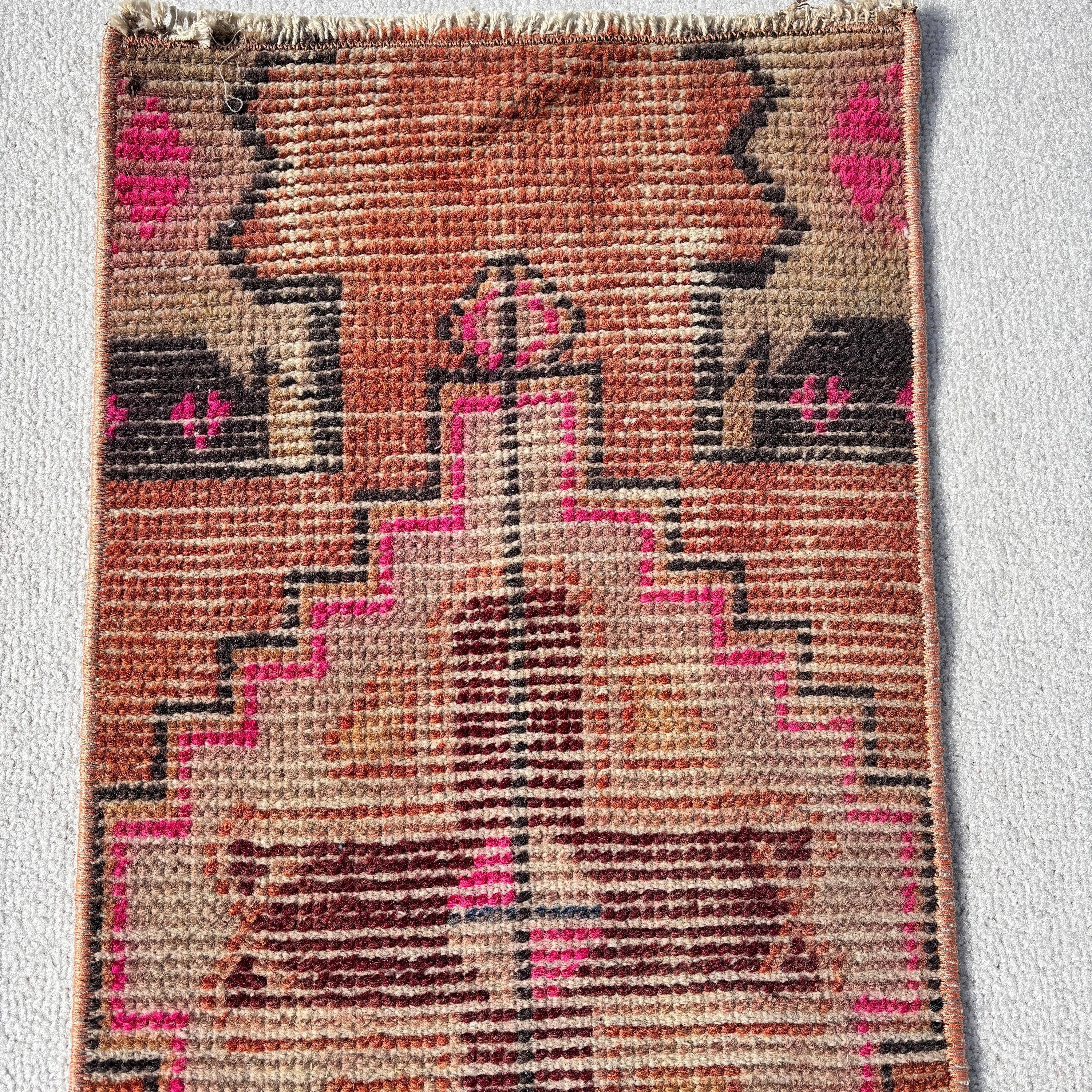 Anadolu Halıları, 1x2,3 ft Küçük Halı, Modern Halılar, Küçük Vintage Halı, Kahverengi Oryantal Halılar, Boho Halı, Vintage Halı, Çocuk Halıları, Türk Halıları