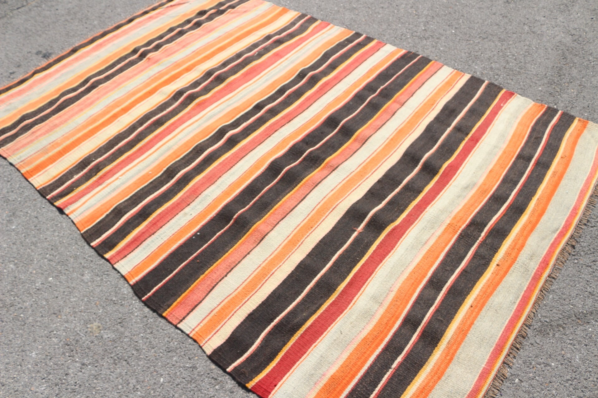 Kilim, Kahverengi Havalı Halılar, Anadolu Halısı, 5.6x8.2 ft Büyük Halı, Türk Halısı, Mutfak Halısı, Salon Halıları, Vintage Halılar, Sanat Halısı, Oturma Odası Halısı