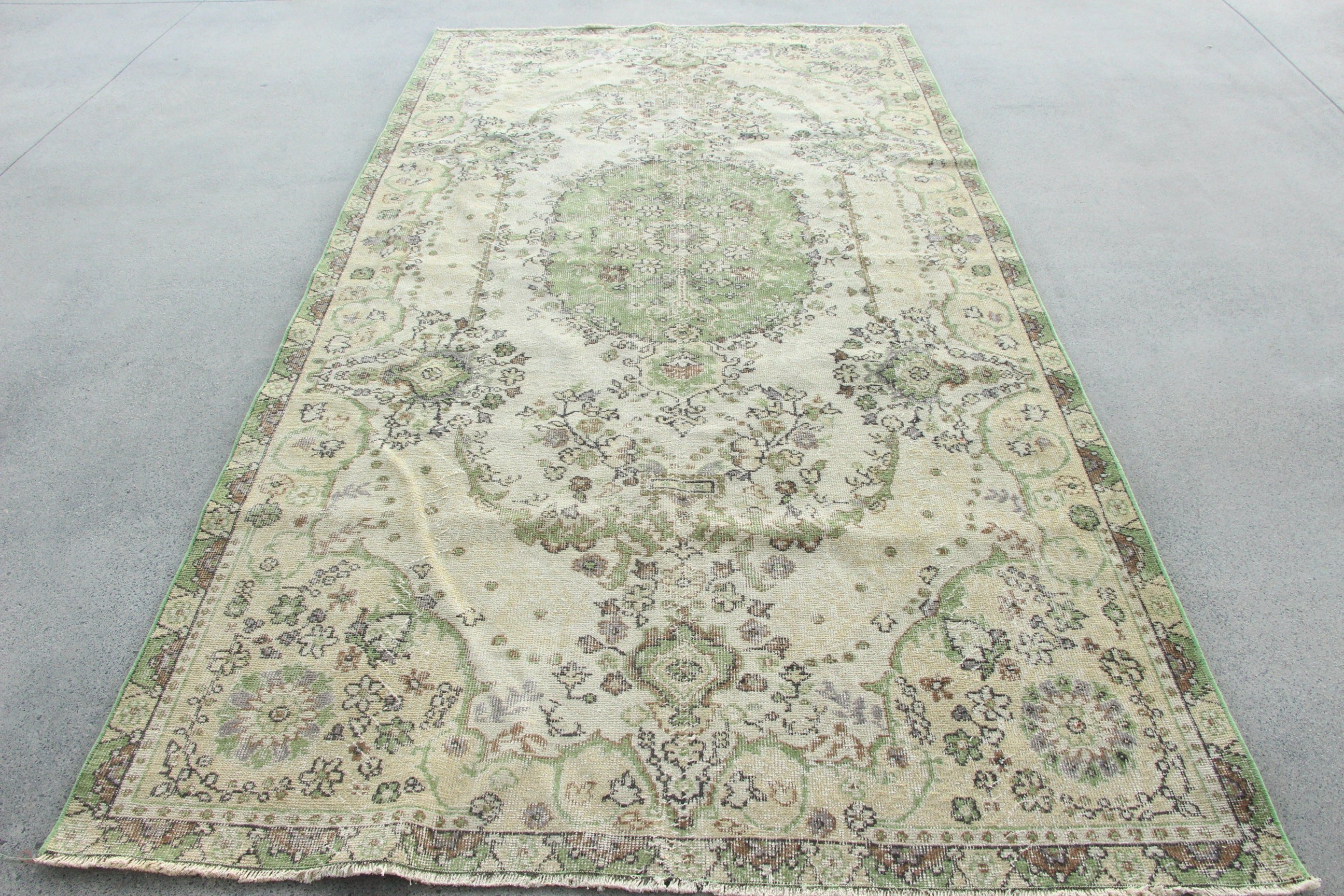 Bej Nötr Halı, Büyük Oushak Halı, Fas Halısı, Vintage Halılar, Türk Halıları, Büyük Boho Halıları, 5.2x10.1 ft Büyük Halı, Oushak Halıları