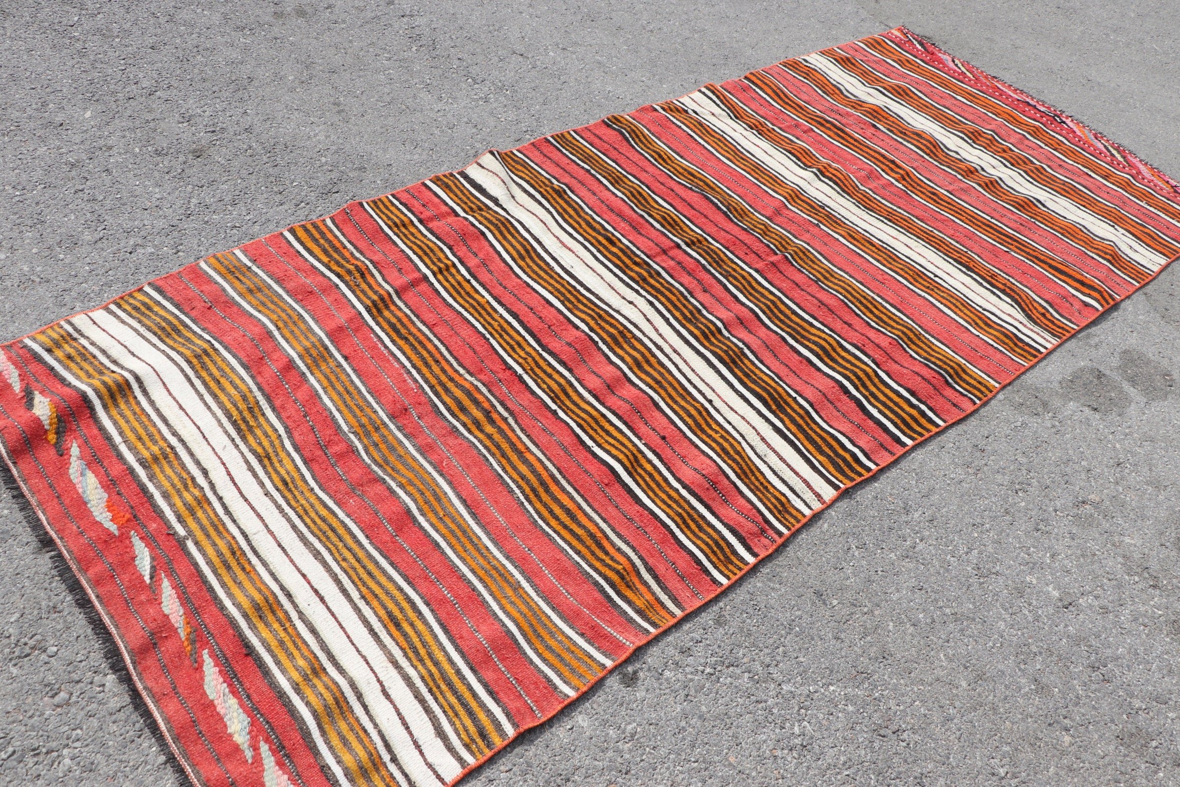 Indoor Rugs, 3.8x9.2 ft Area Rug, Wool Rug, Turkish Rugs, Red Home Decor Rug, Kilim, Bedroom Rug, Vintage Rugs, Art Rug, Nursery Rugs