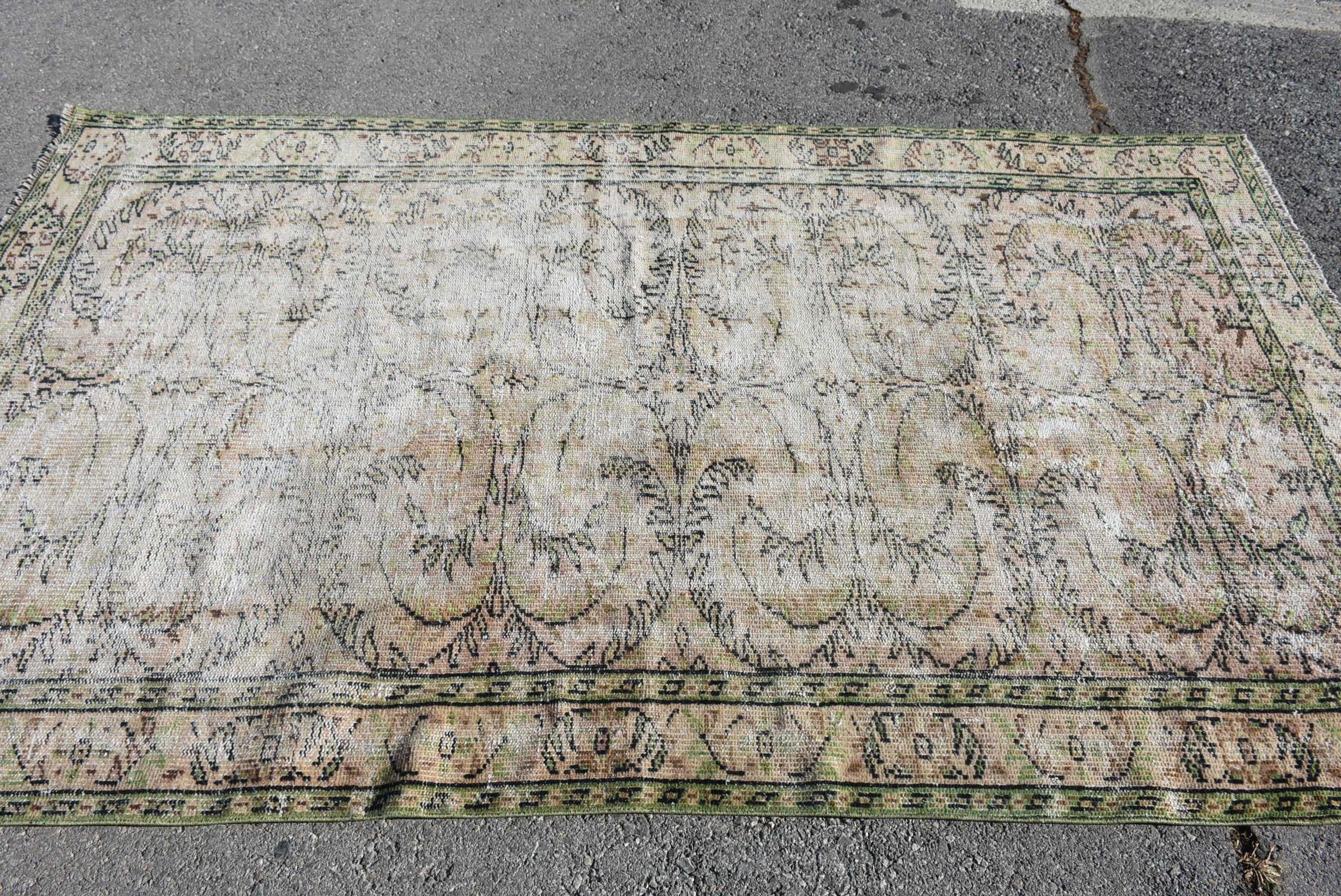 Living Room Rug, Kitchen Rug, Floor Rugs, Turkish Rug, Rugs for Bedroom, Cute Rug, Green Home Decor Rugs, 4.9x8.1 ft Area Rug, Vintage Rug