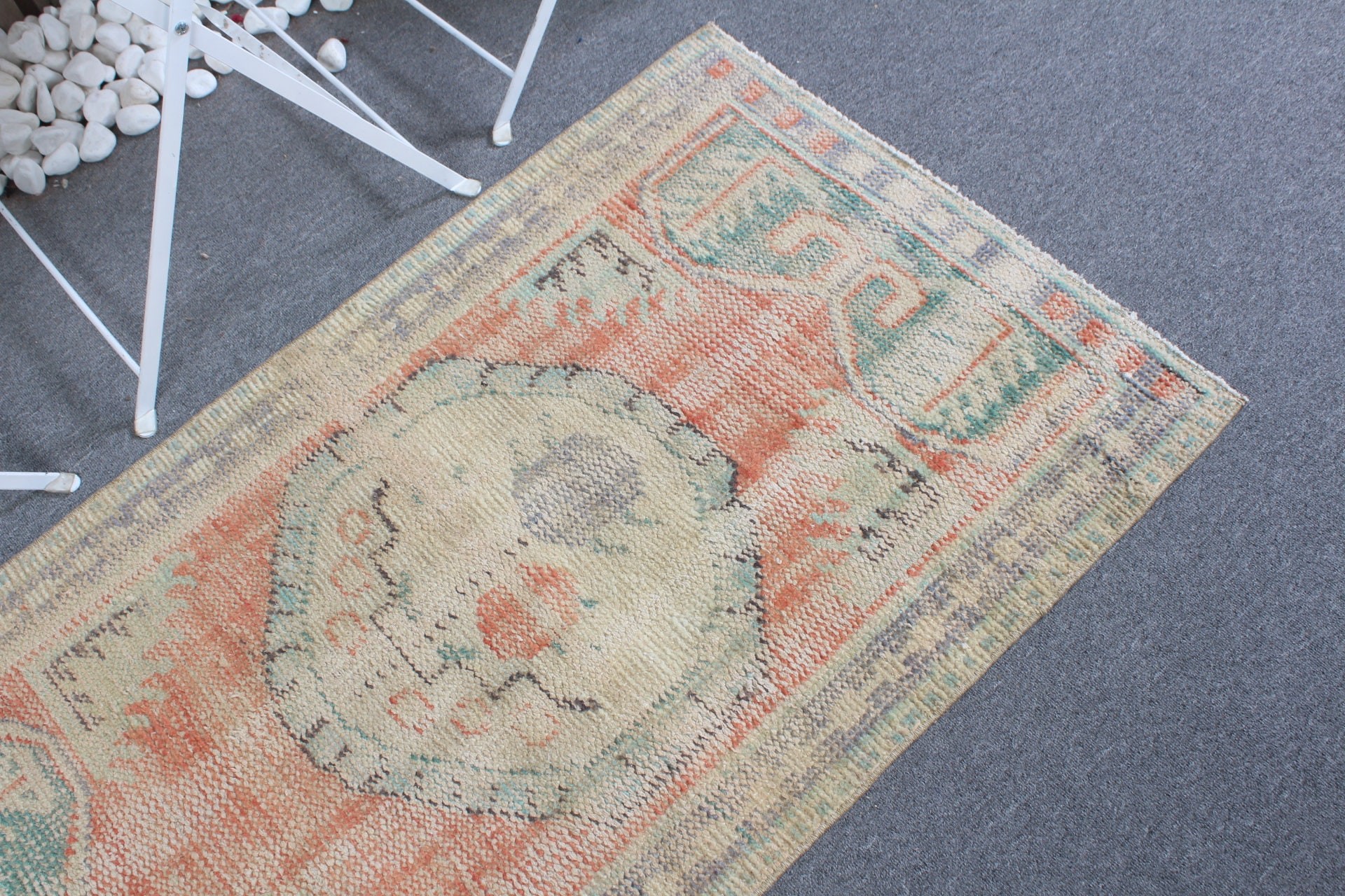 Turkish Rug, Bedroom Rugs, Kitchen Rug, Vintage Rug, Nursery Rug, 2.5x4.5 ft Small Rug, Rugs for Car Mat, Orange Wool Rug, Antique Rug