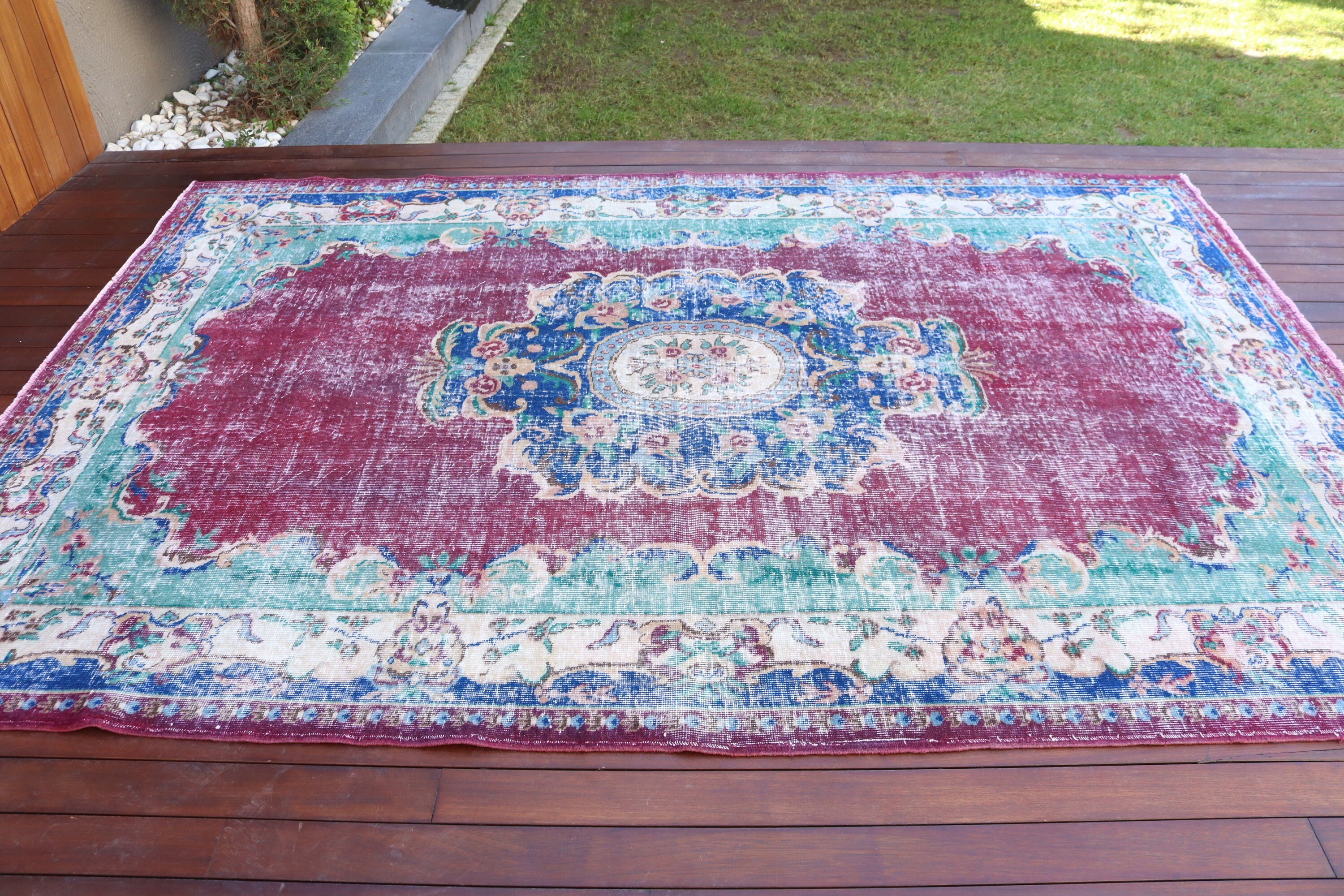 Turkish Rug, Aztec Rugs, Salon Rug, Large Oushak Rug, Anatolian Rugs, Moroccan Rug, Vintage Rugs, 6.5x9.4 ft Large Rug, Purple Moroccan Rug