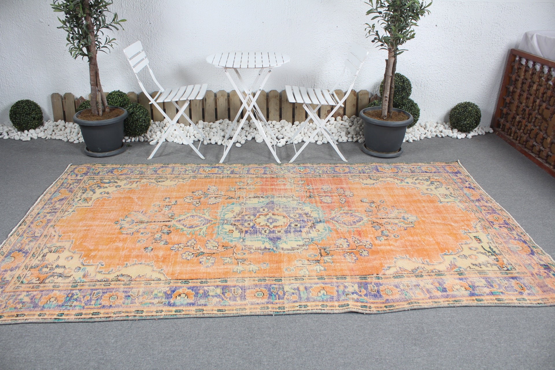 Home Decor Rugs, Boho Rug, Vintage Rug, Orange Kitchen Rug, Living Room Rugs, Bedroom Rug, Turkish Rug, 5.4x9.5 ft Large Rug, Kitchen Rugs