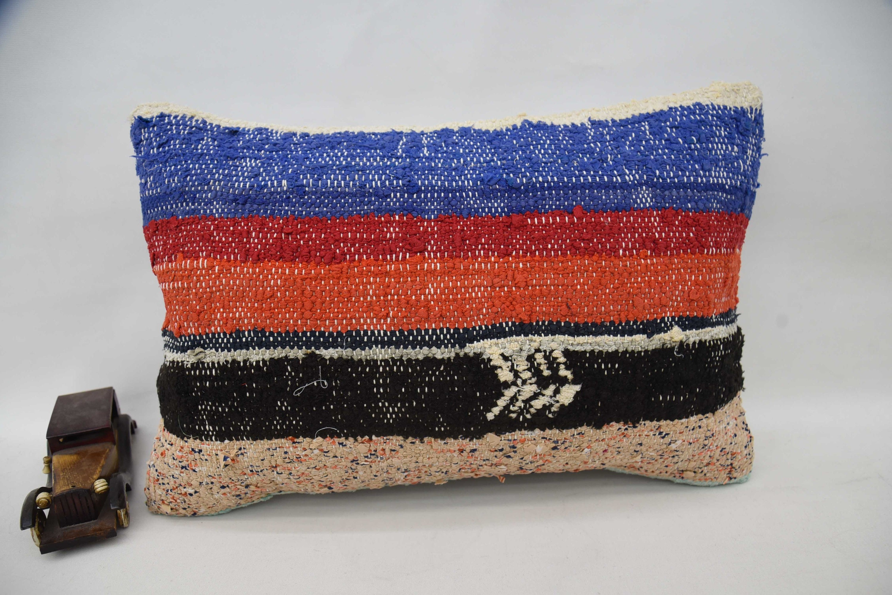 Boho Pillow Sham Cover, Kilim Cushion Sham, 16"x24" Blue Pillow Sham, Luxury Cushion, One Of A Kind Cushion Case, Antique Pillows