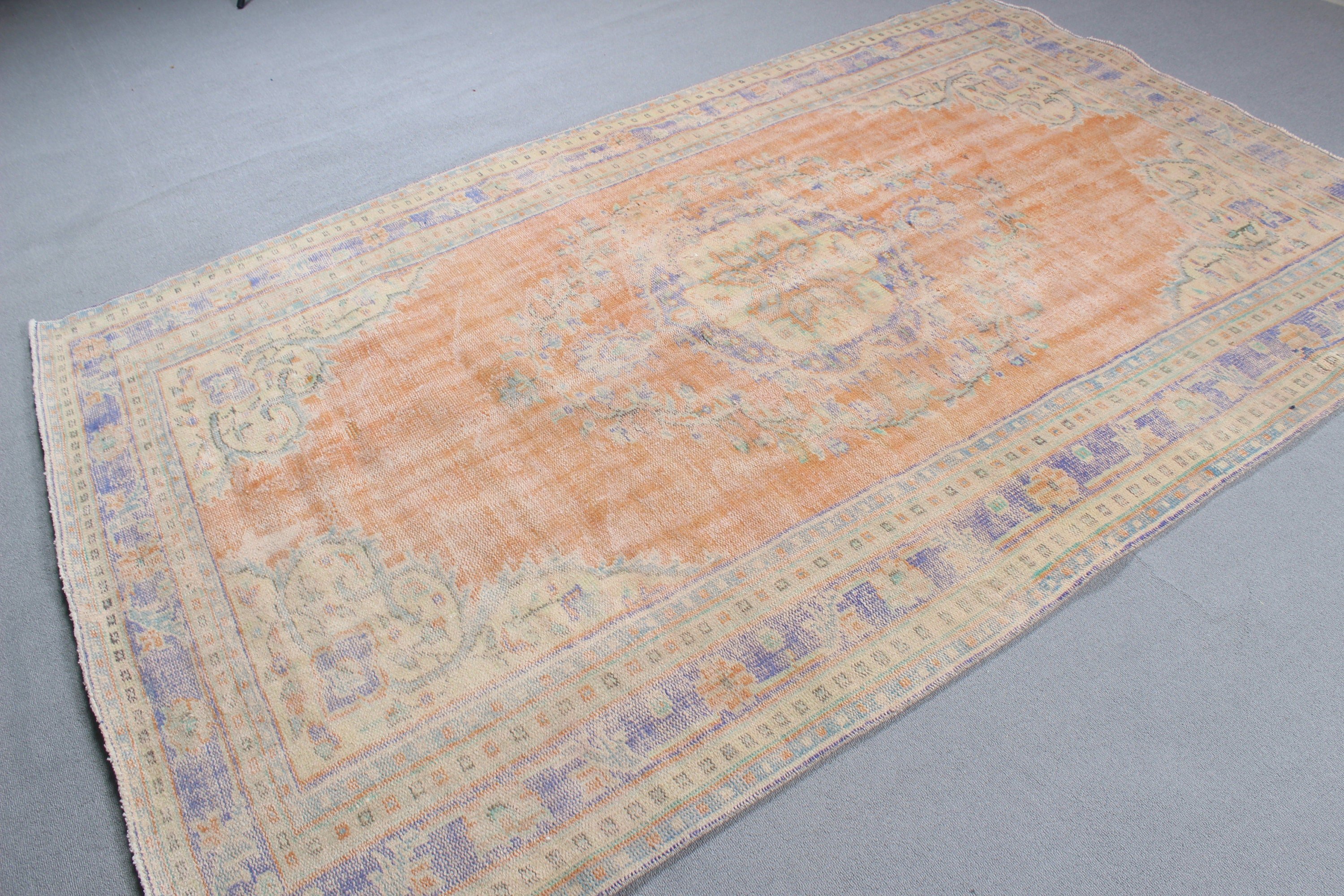 Turuncu Boho Halı, Vintage Halılar, Büyük Vintage Halı, Oturma Odası Halısı, Yatak Odası Halısı, 5.5x8.8 ft Büyük Halılar, Lüks Halılar, Yer Halısı, Türk Halıları