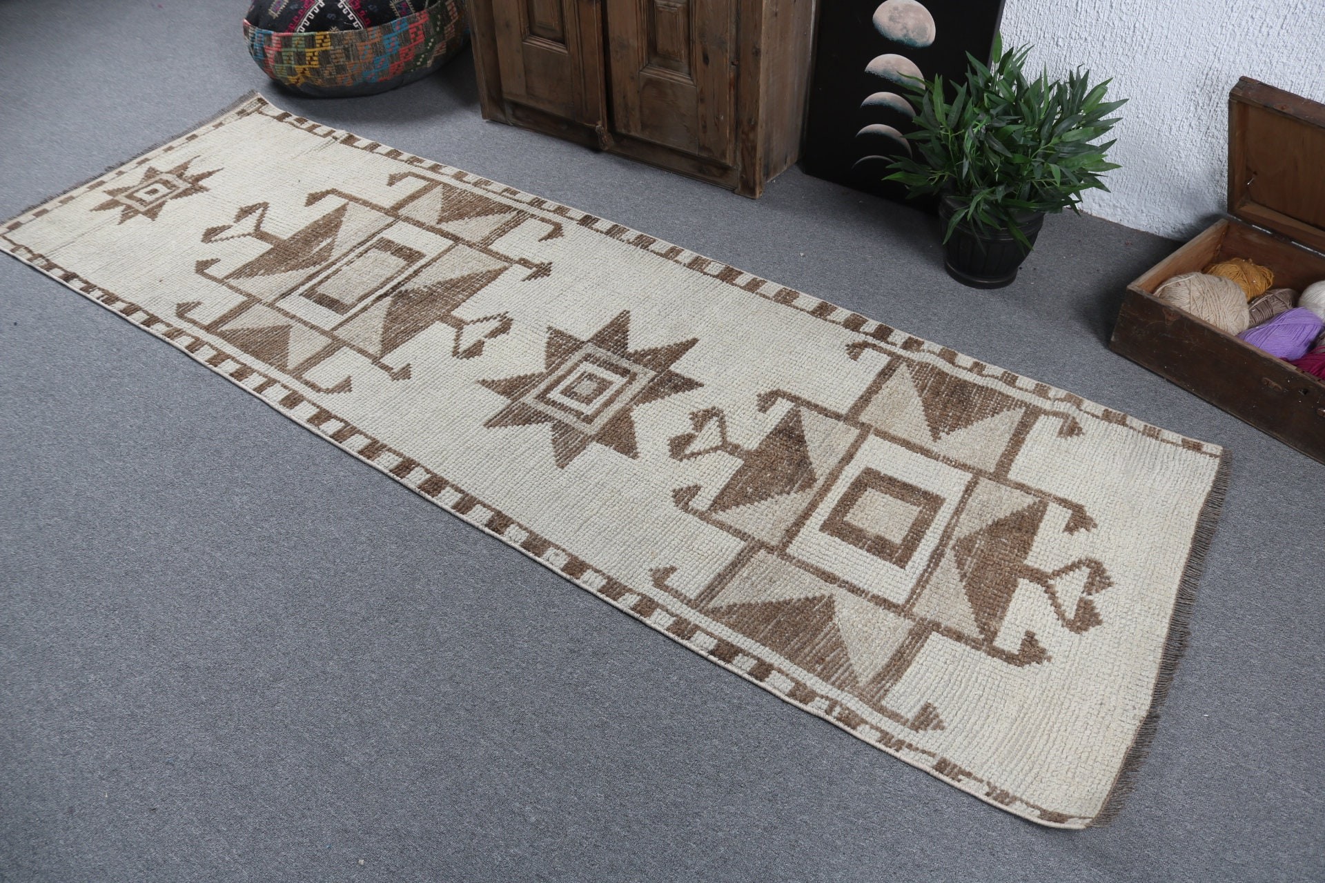 Modern Rug, Stair Rug, 2.8x8.9 ft Runner Rugs, Vintage Rug, Long Runner Rugs, Beige Modern Rugs, Home Decor Rugs, Floor Rug, Turkish Rugs