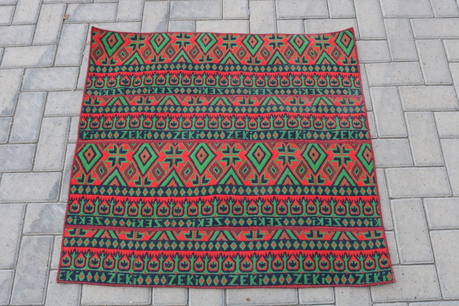 Vintage Rugs, 2.9x3.1 ft Small Rugs, Kilim, Antique Rug, Turkish Rug, Anatolian Rug, Kitchen Rug, Rugs for Wall Hanging, Bathroom Rug