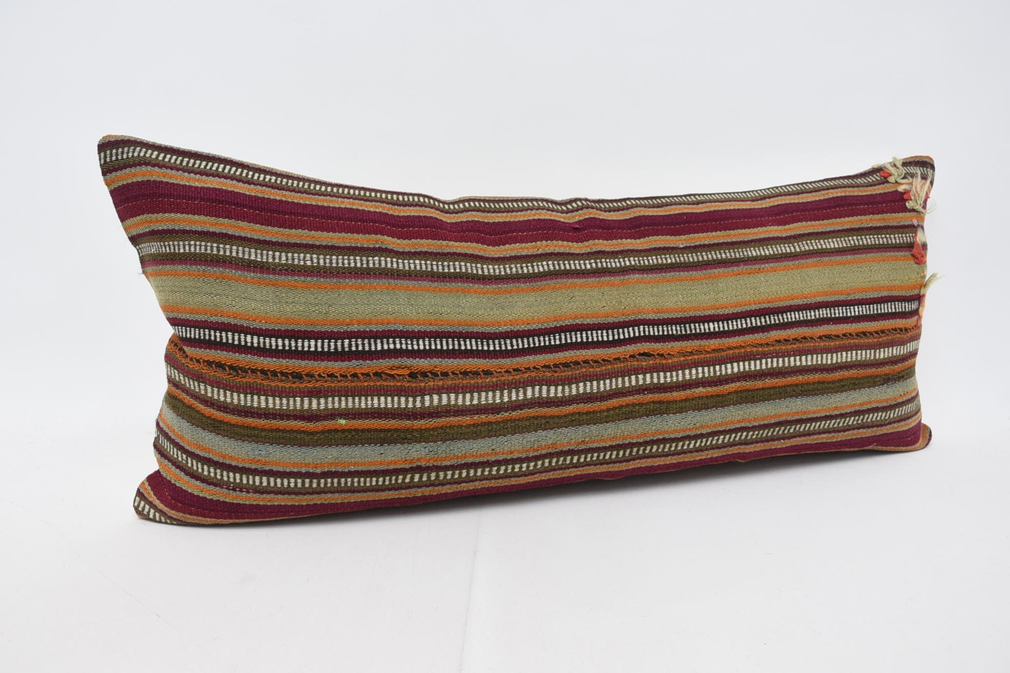 Turkish Kilim Pillow, 16"x36" Orange Pillow Sham, Interior Designer Pillow, Ikat Pillow, Couch Pillow Cover, Vintage Kilim Throw Pillow