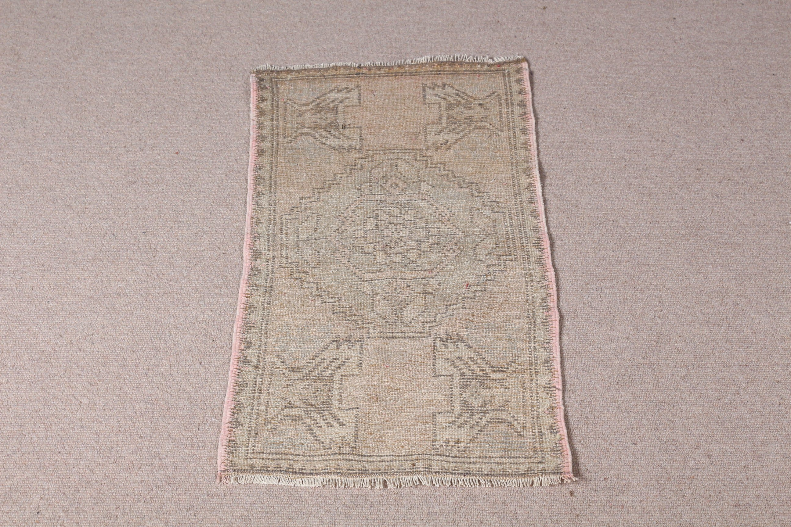 Vintage Halı, Doğal Halı, Yün Halı, Türk Halısı, Kahverengi Soğuk Halı, Giriş Halısı, Soğuk Halı, Duvara Asma Halıları, Banyo Halısı, 1,5x3,1 ft Küçük Halı