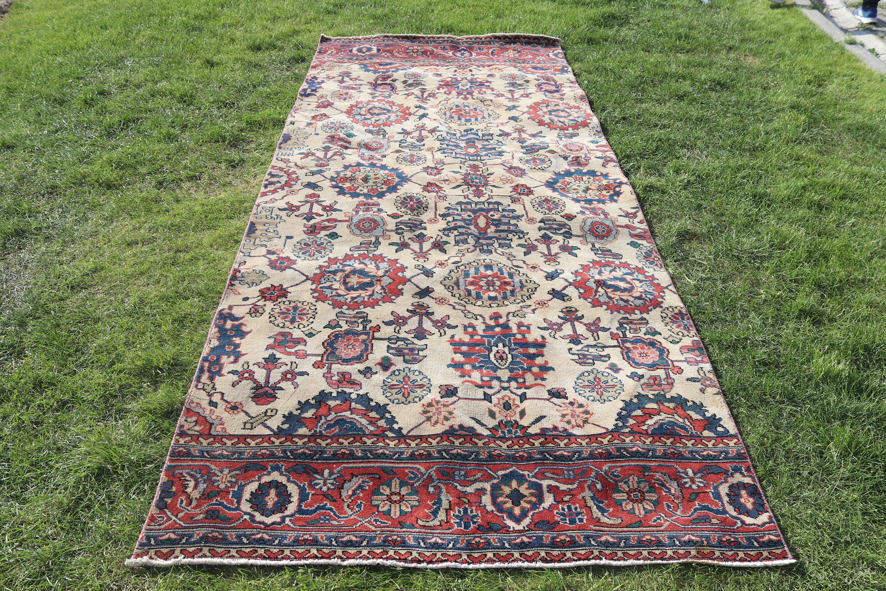 Yatak Odası Halısı, 4.4x10.7 ft Büyük Halı, Antika Halılar, Salon Halıları, Türk Halıları, Nötr Halılar, Kırmızı Soğuk Halı, Vintage Halı, Büyük Boho Halıları