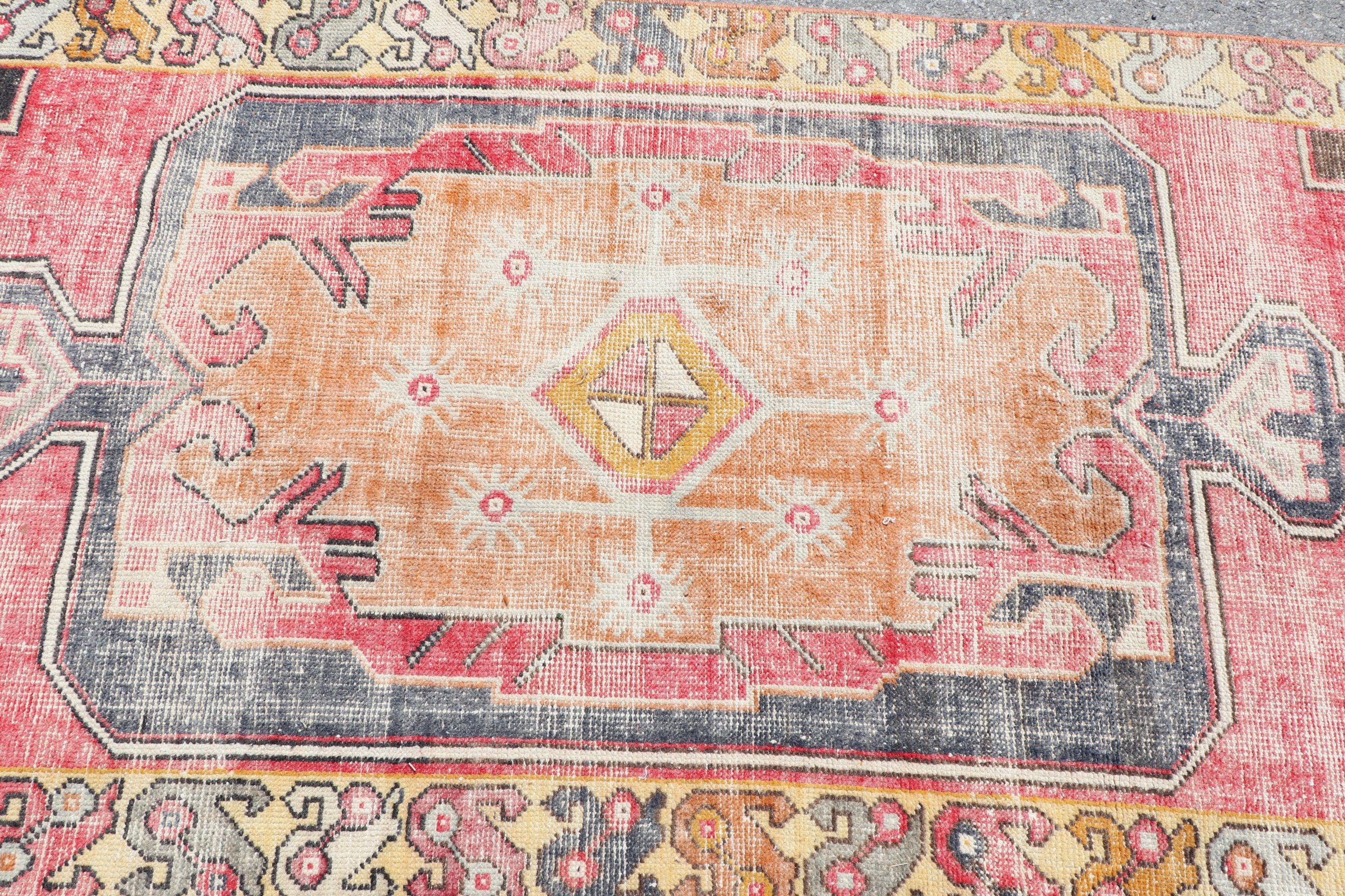 Anatolian Rugs, Turkish Rug, Bedroom Rugs, 3.7x8.9 ft Area Rug, Red Moroccan Rug, Vintage Rugs, Vintage Decor Rug, Rugs for Nursery