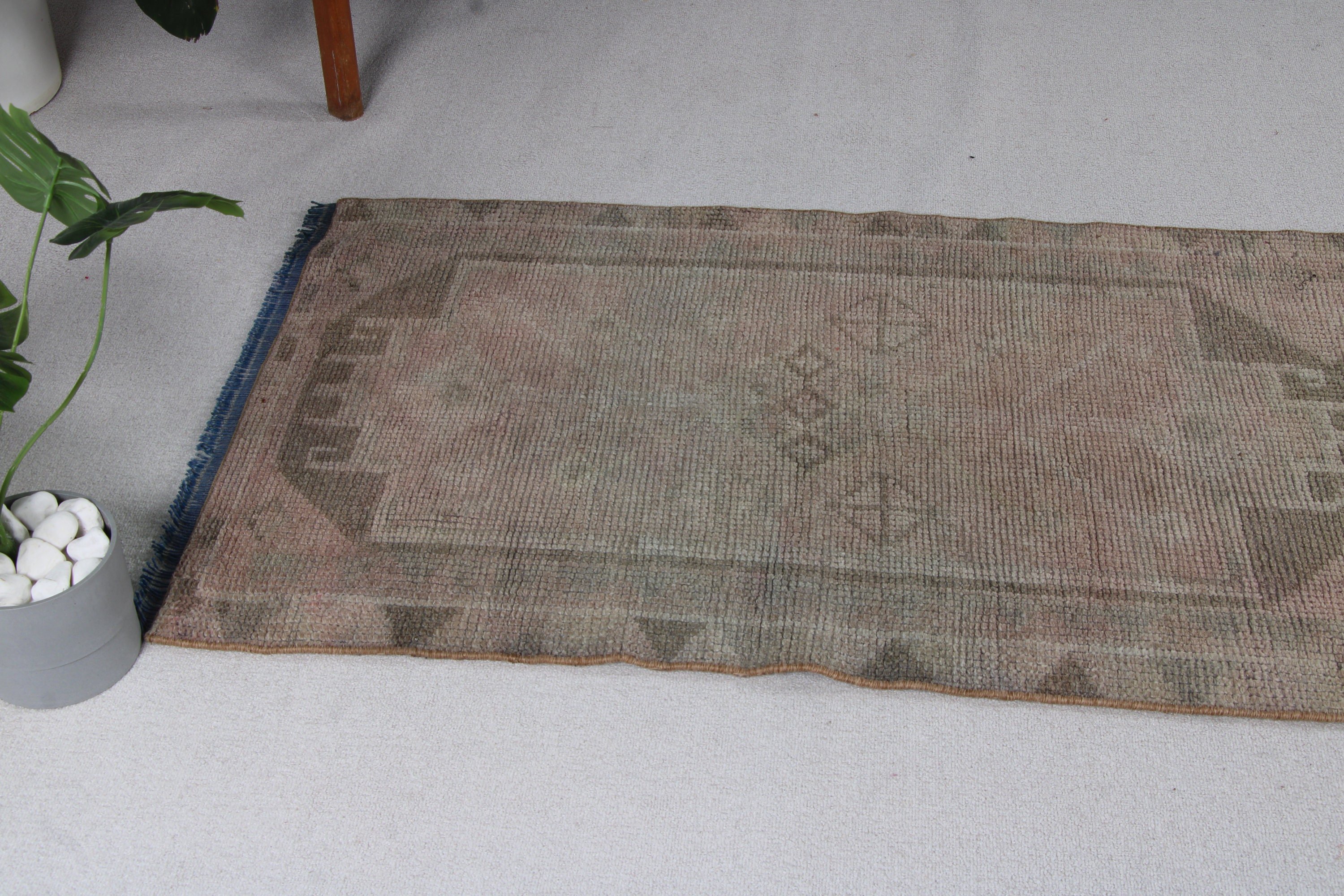 Nötr Halı, Merdiven Halıları, Türk Halıları, Koridor Halıları, Koridor Halısı, 2,7x12,2 ft Runner Halısı, Boho Halısı, Vintage Halılar, Bej Oushak Halıları