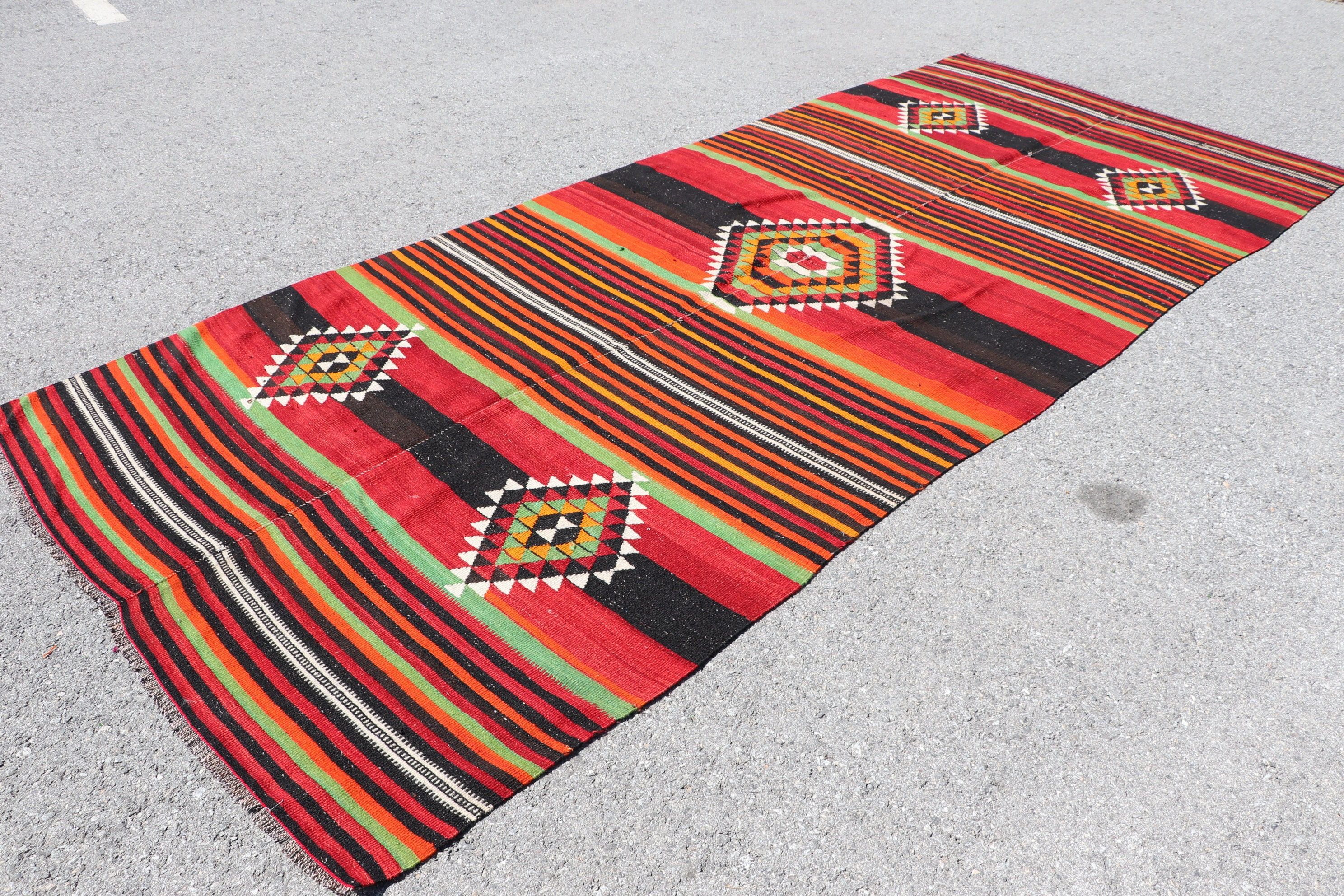 Anatolian Rug, Kilim, Dining Room Rugs, Vintage Rug, Bedroom Rug, Turkish Rug, Red  5.2x12.2 ft Large Rug